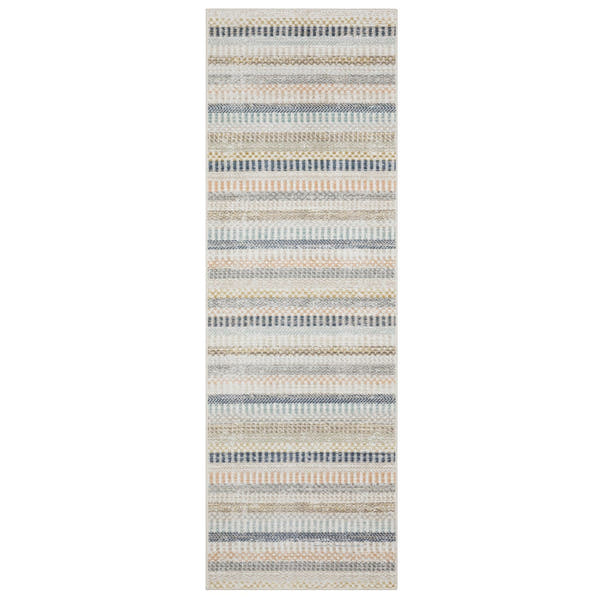 Cavett Kilim Stripe Ivory Multi Washed Vintage Rug - Cavett CAV08 #_shape=Runner