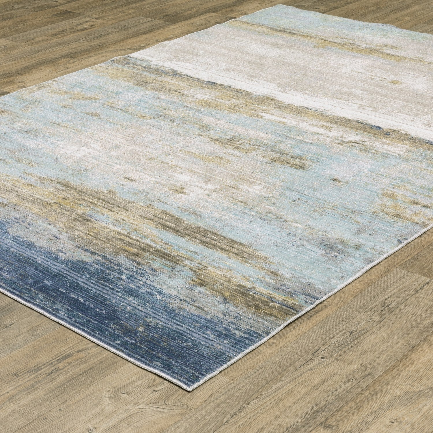 Cavett Horizon Abstract Blue Beige Washed Vintage Rug - Cavett CAV09