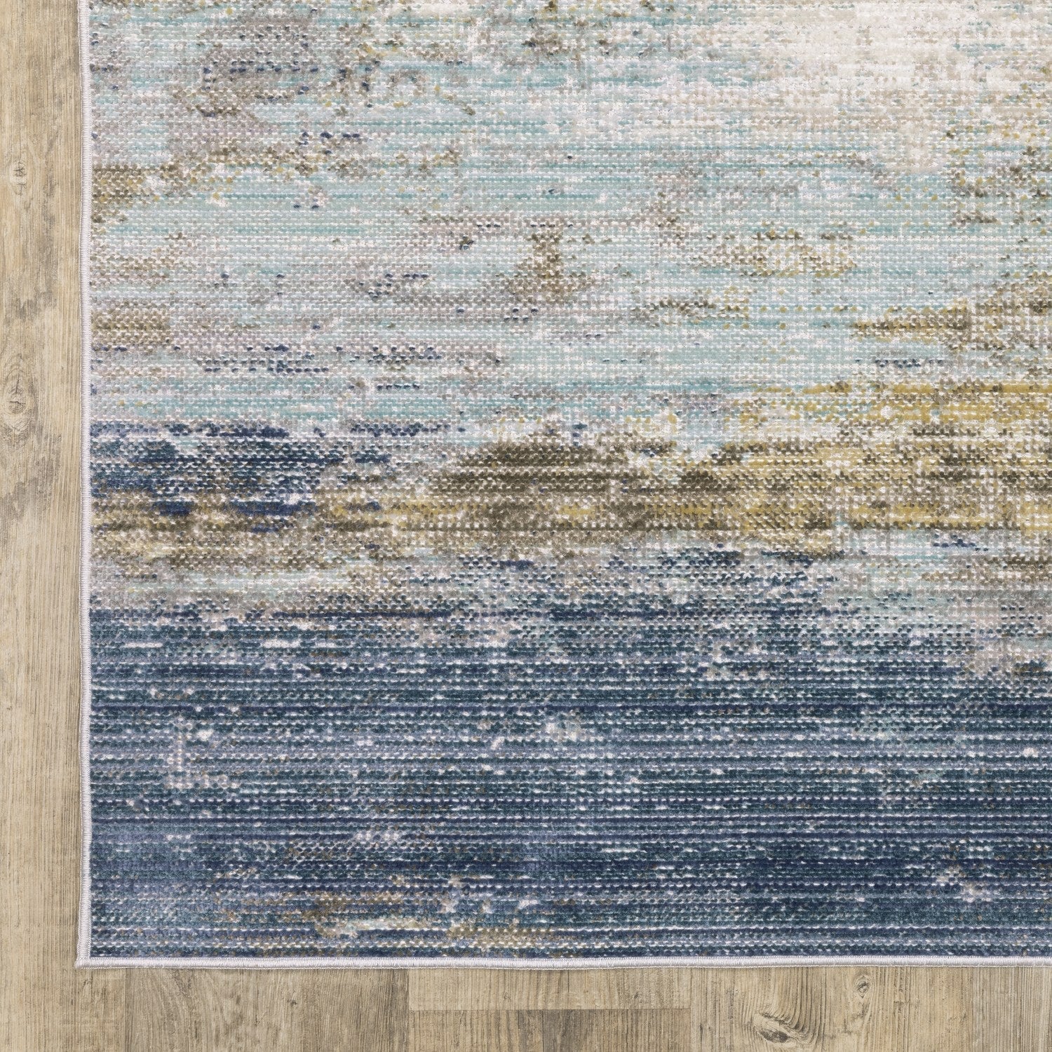 Cavett Horizon Abstract Blue Beige Washed Vintage Rug - Cavett CAV09