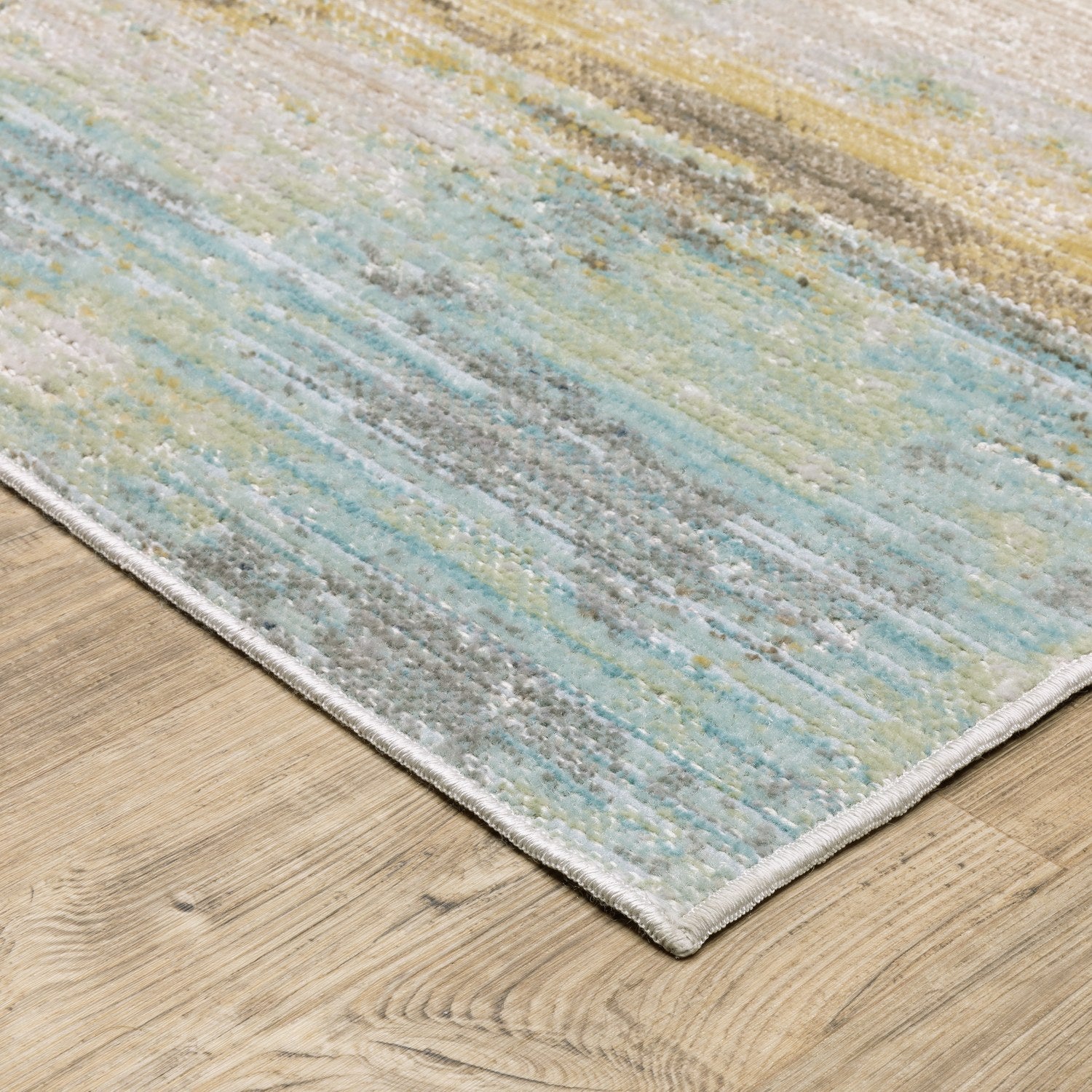 Cavett Horizon Abstract Blue Beige Washed Vintage Rug - Cavett CAV09