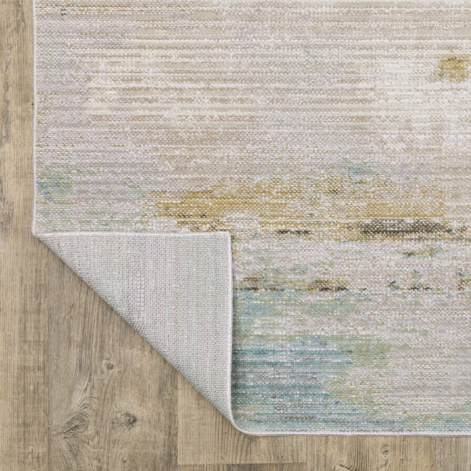 Cavett Horizon Abstract Blue Beige Washed Vintage Rug - Cavett CAV09