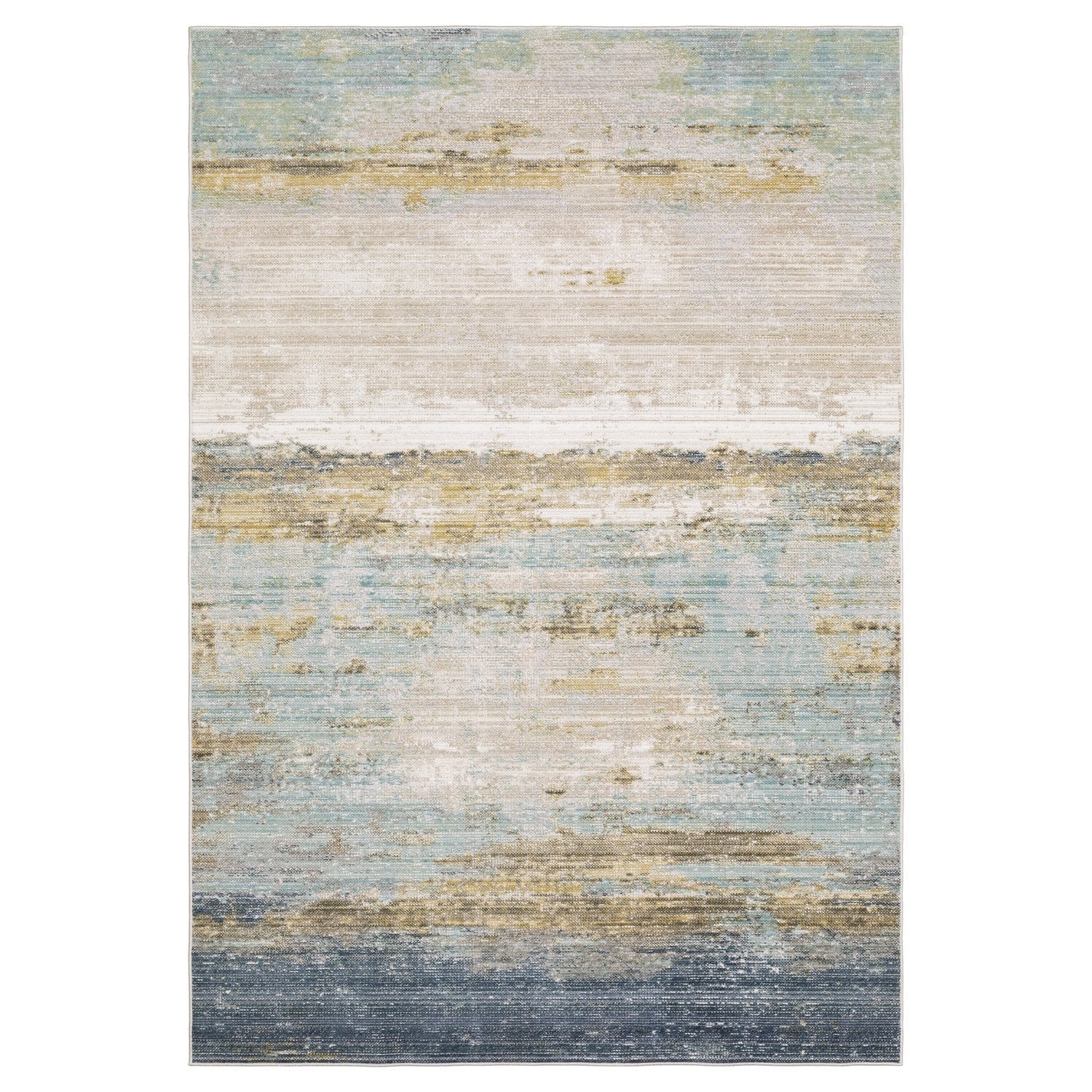 Cavett Horizon Abstract Blue Beige Washed Vintage Rug - Cavett CAV09 #_shape=Rectangle