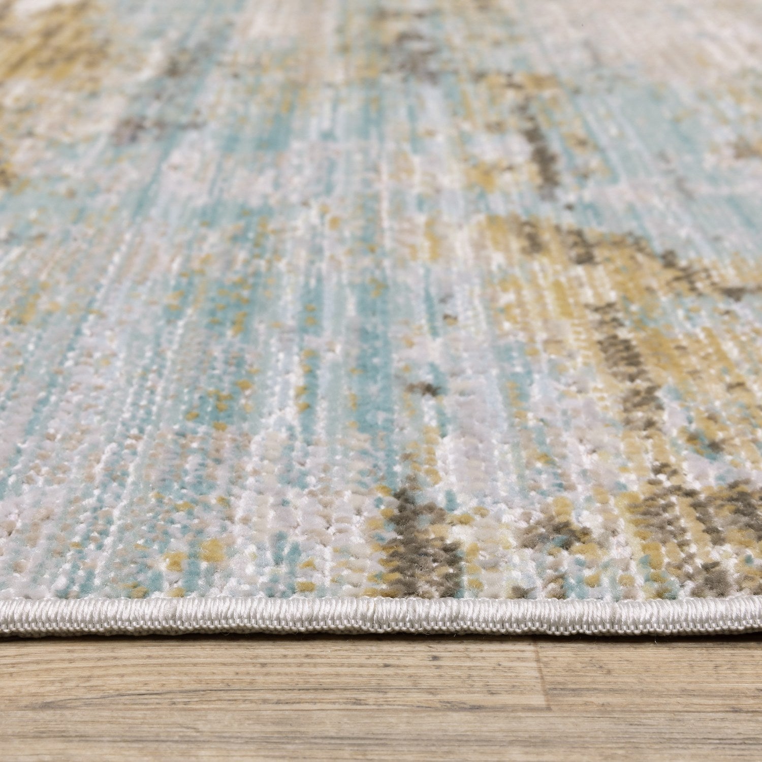 Cavett Horizon Abstract Blue Beige Washed Vintage Rug - Cavett CAV09