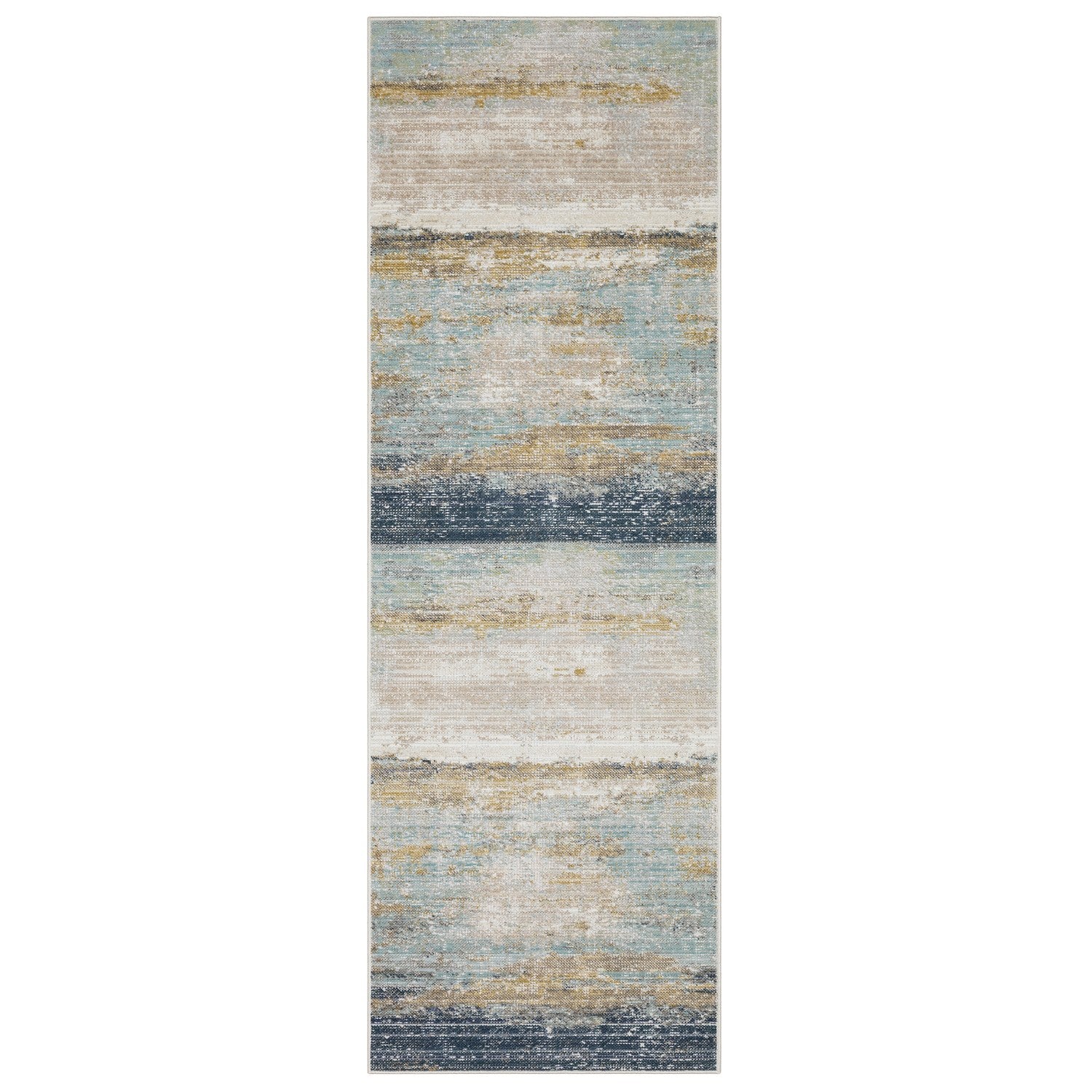 Cavett Horizon Abstract Blue Beige Washed Vintage Rug - Cavett CAV09 #_shape=Runner
