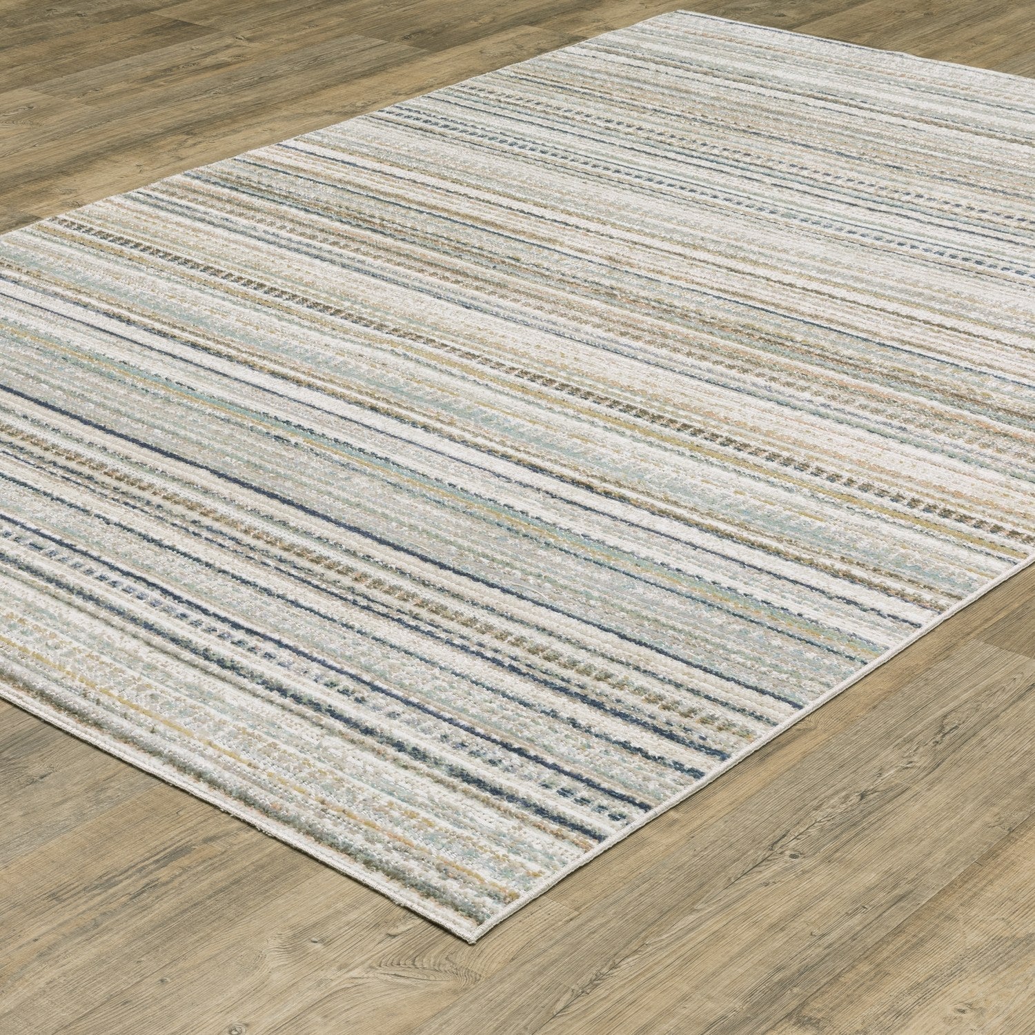 Cavett Pinstripe Beige Multi Washed Vintage Rug - Cavett CAV10