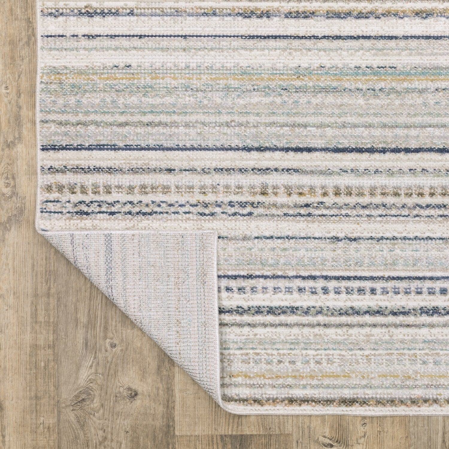 Cavett Pinstripe Beige Multi Washed Vintage Rug - Cavett CAV10