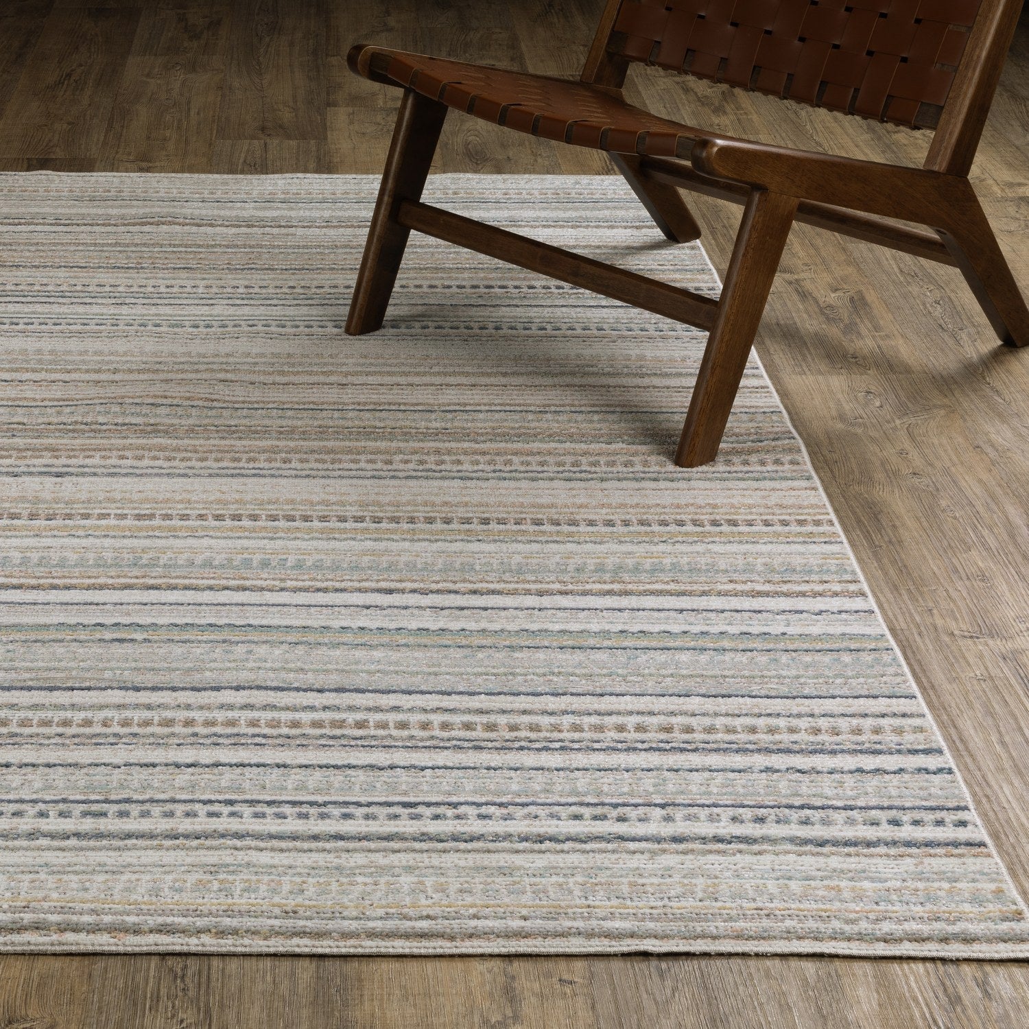 Cavett Pinstripe Beige Multi Washed Vintage Rug - Cavett CAV10