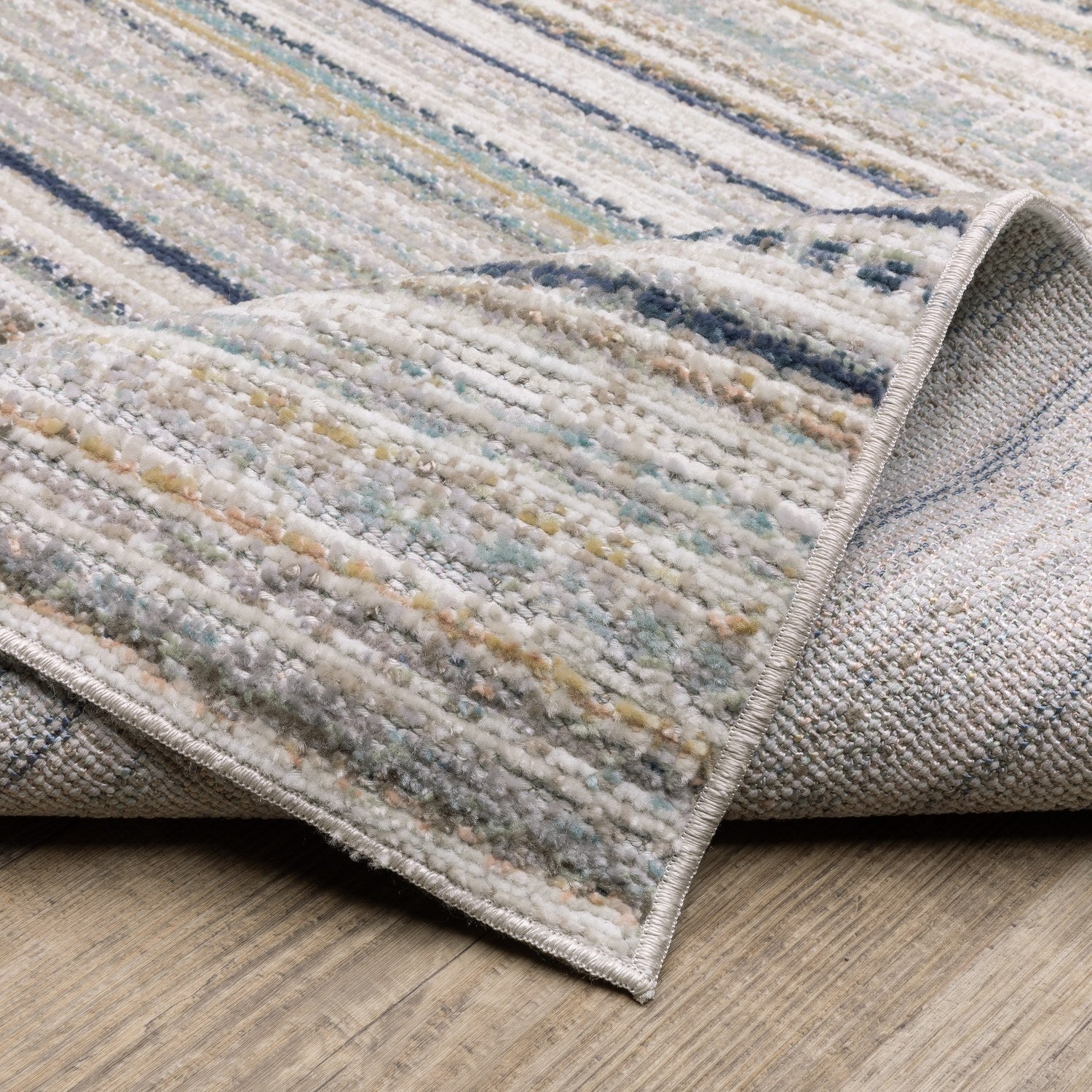 Cavett Pinstripe Beige Multi Washed Vintage Rug - Cavett CAV10