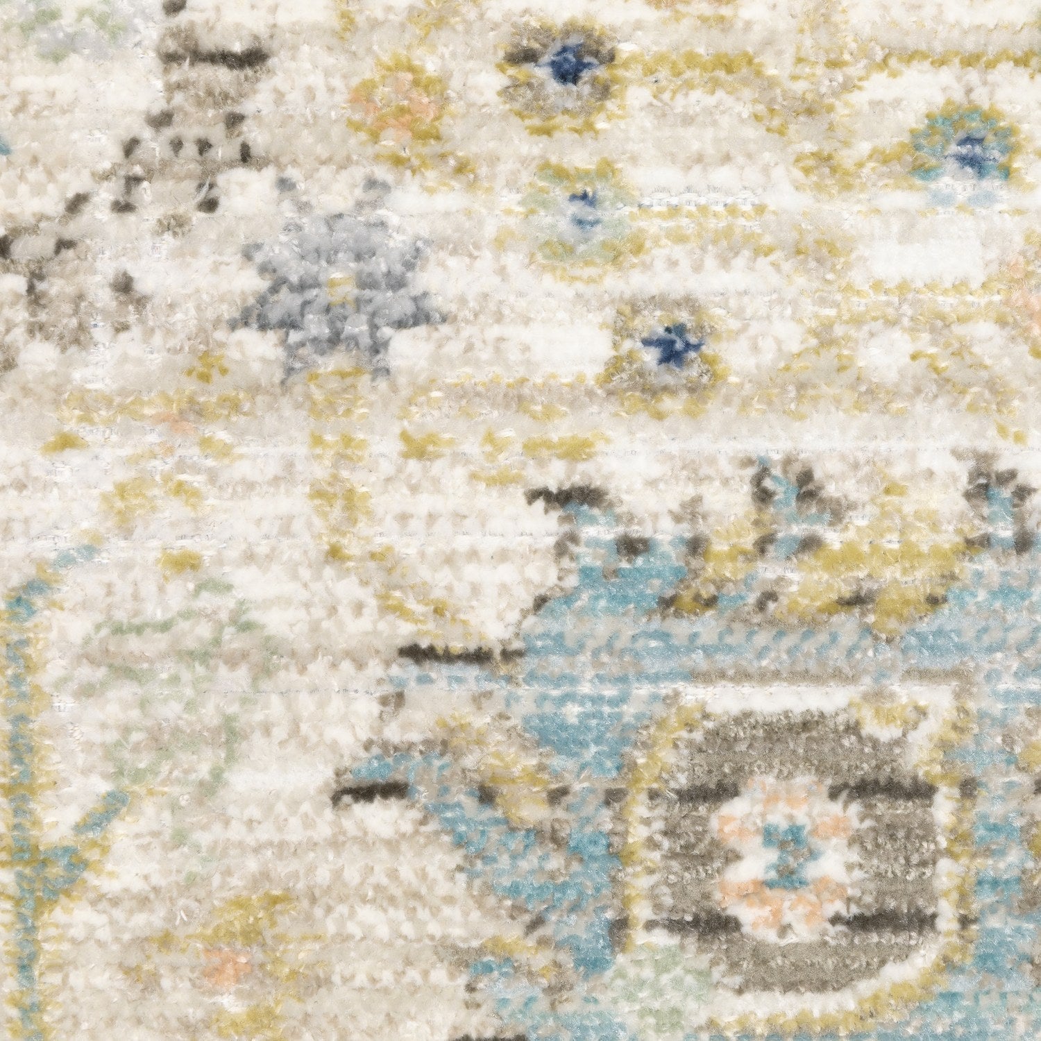 Cavett Garden Floral Blue Pink Washed Vintage Rug - Cavett CAV13