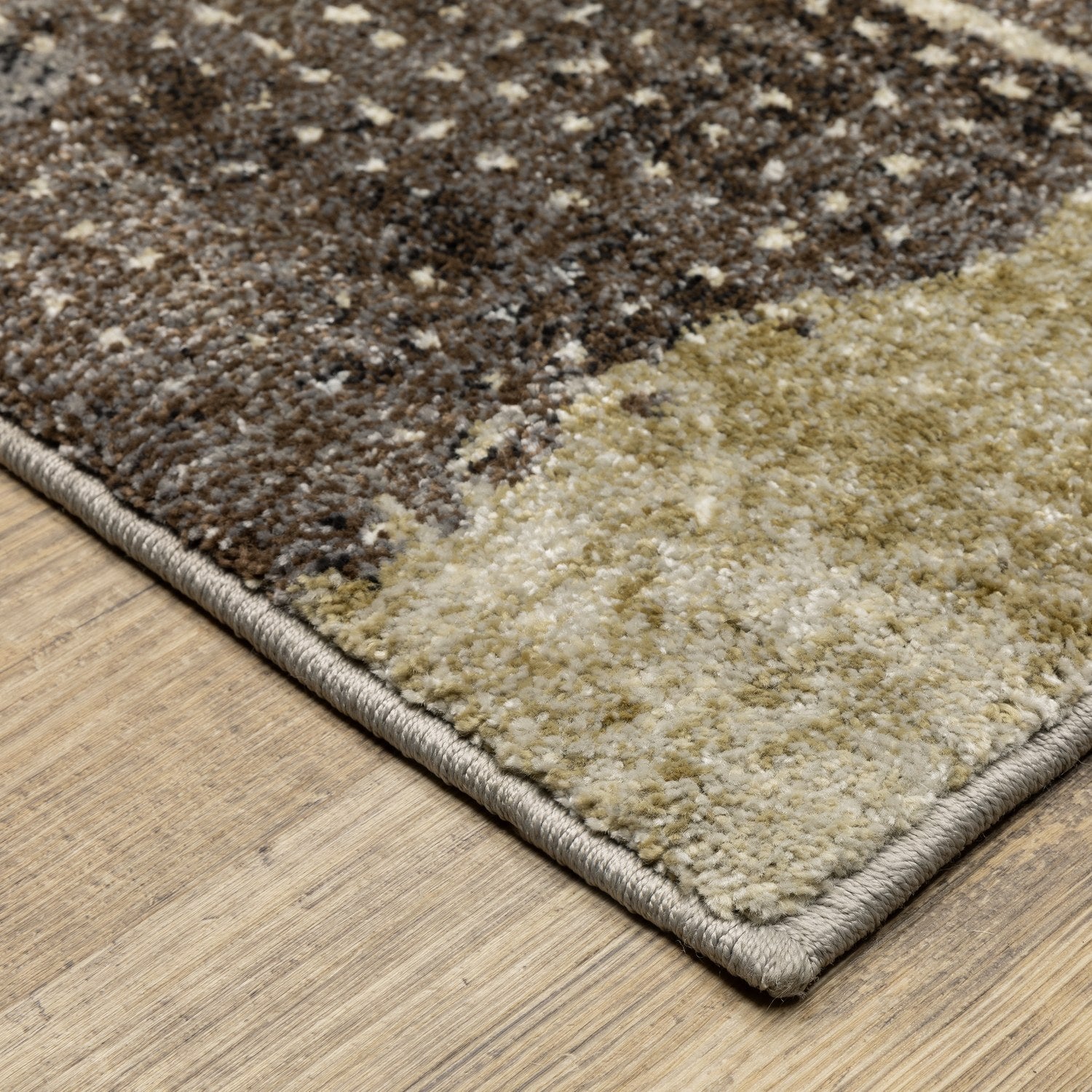 Gemma Patchwork Abstract Green Brown High Pile Rug - Gemma GEM01