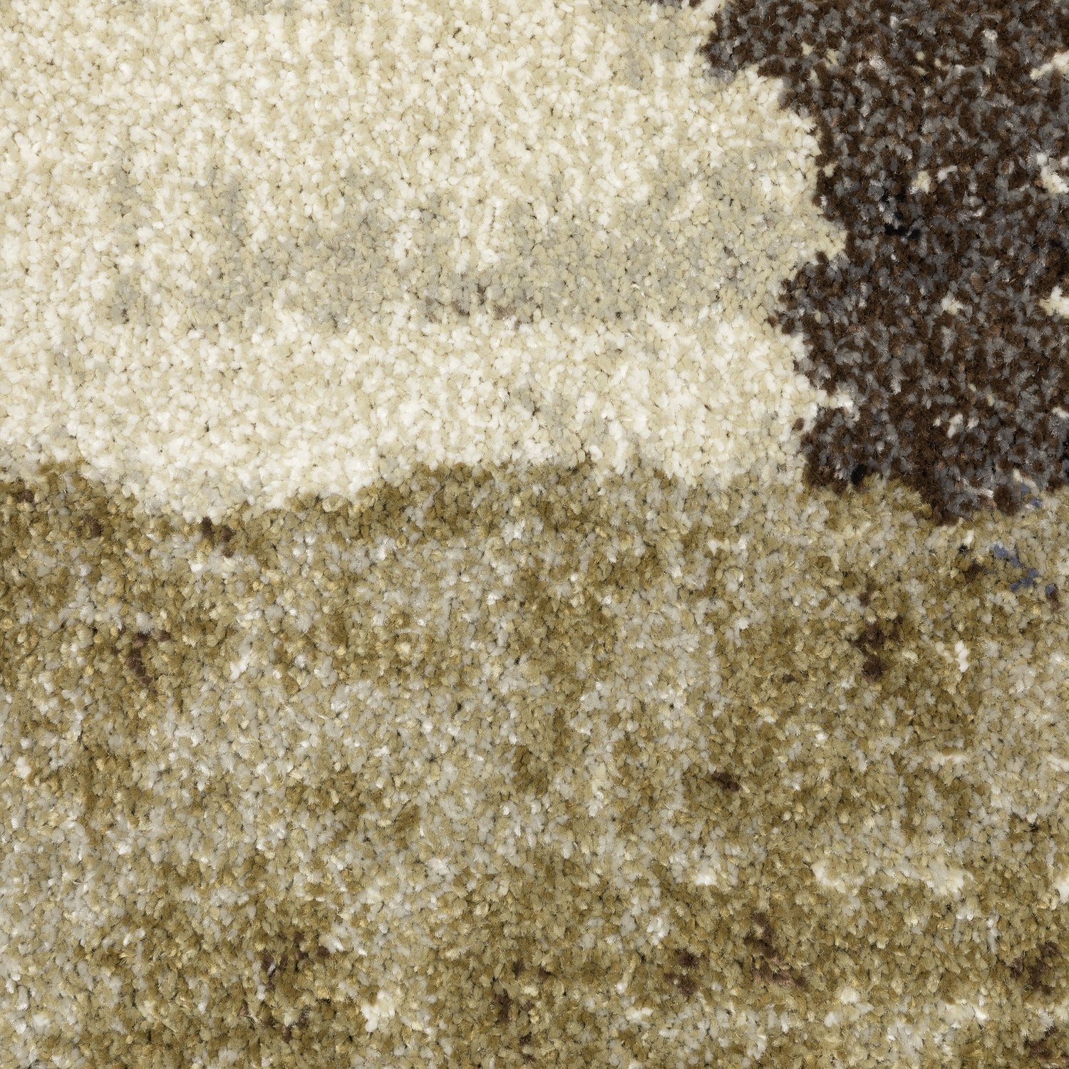 Gemma Patchwork Abstract Green Brown High Pile Rug - Gemma GEM01