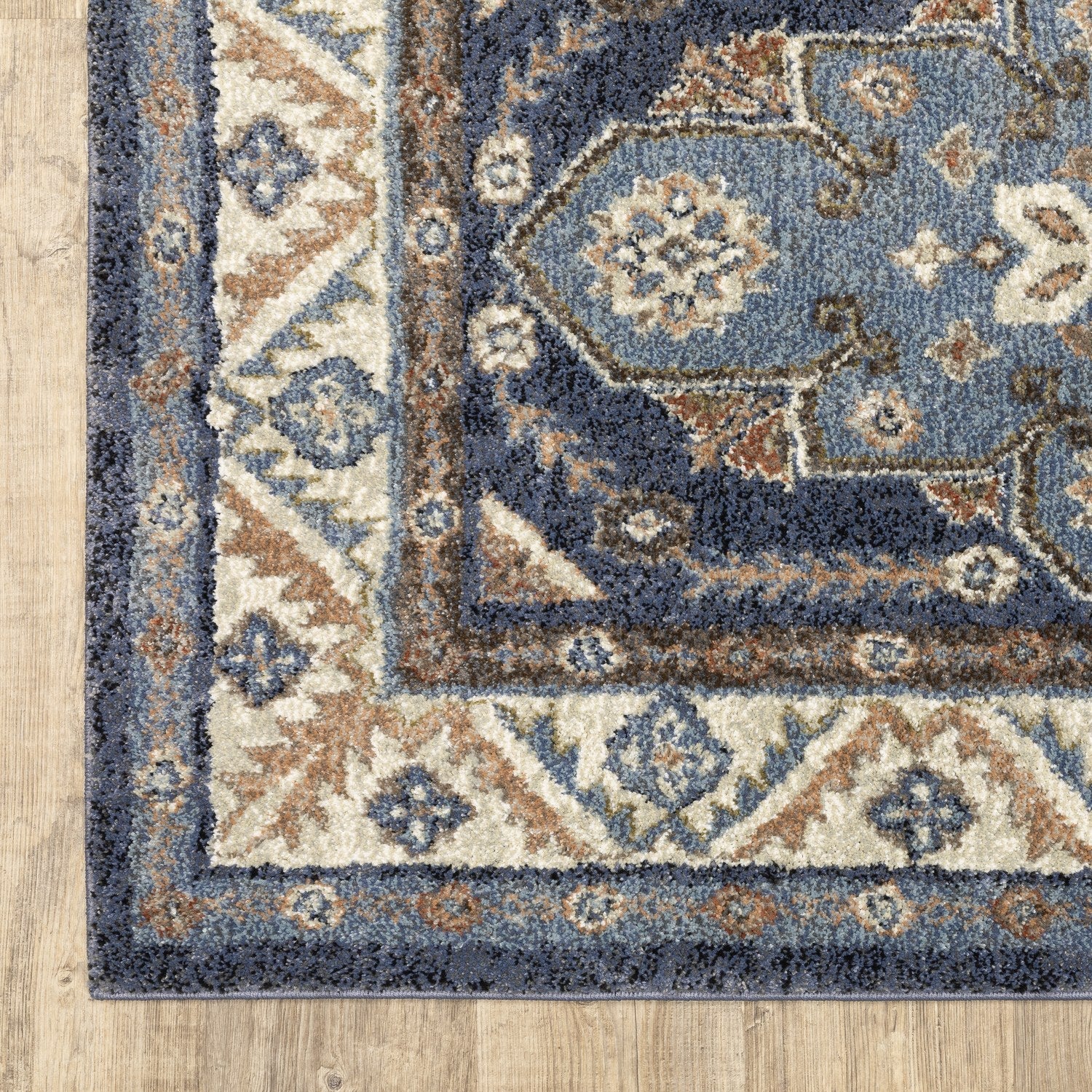 Gemma Tribal Medallion Blue Rust High Pile Rug - Gemma GEM02