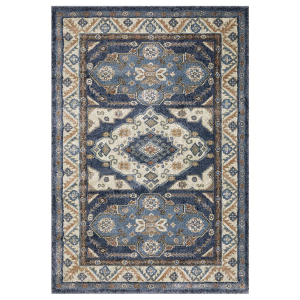 Gemma Tribal Medallion Blue Rust High Pile Rug - Gemma GEM02 #_shape=Rectangle