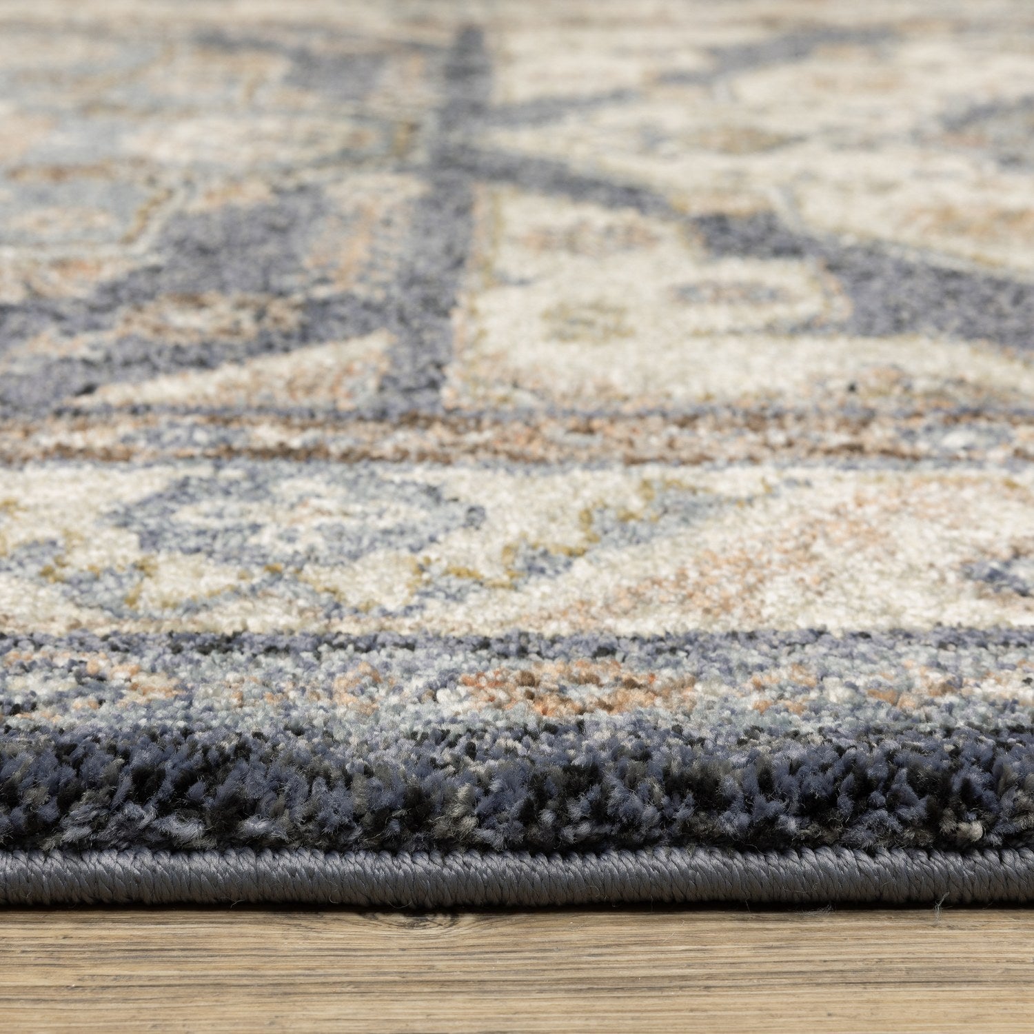Gemma Tribal Medallion Blue Rust High Pile Rug - Gemma GEM02