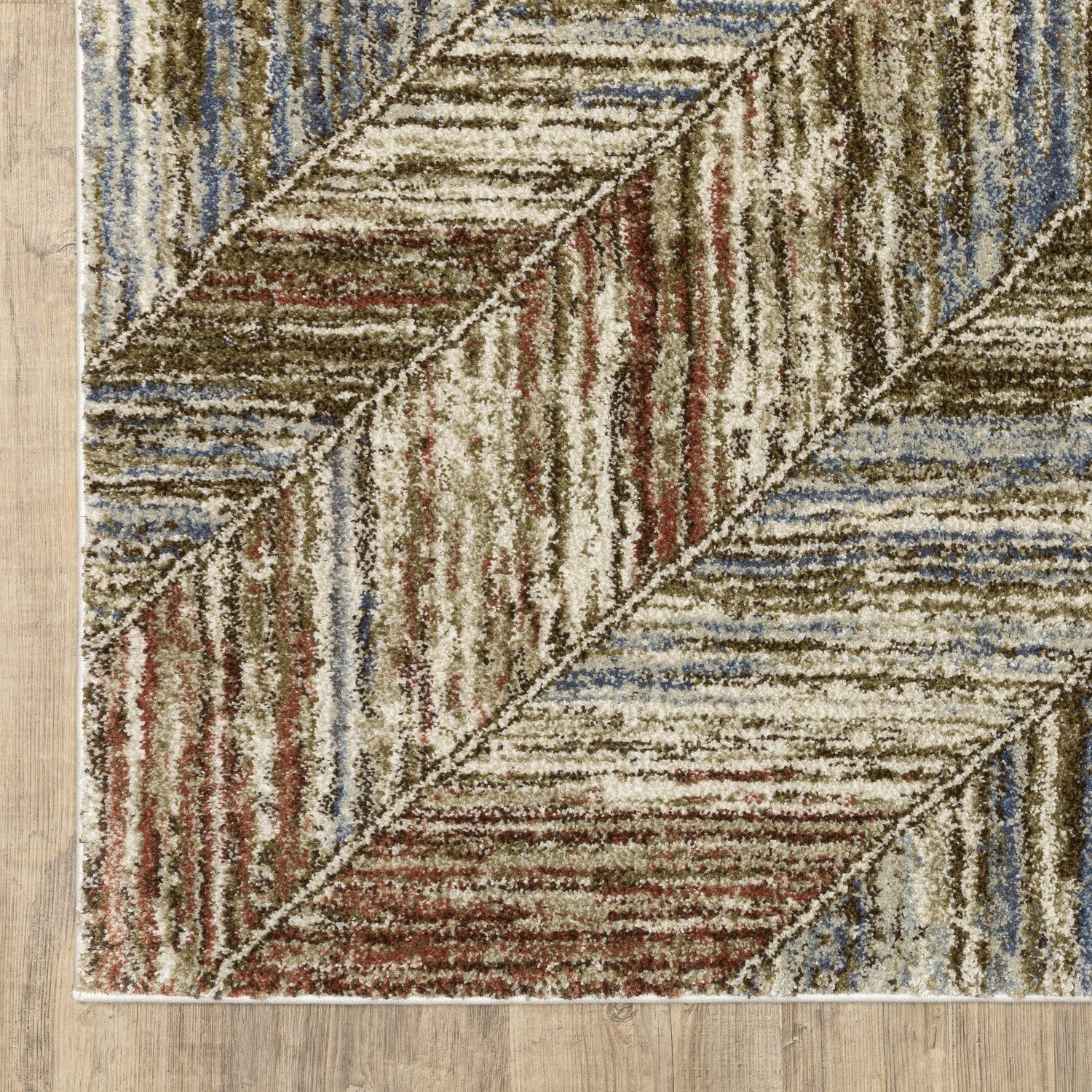 Gemma Chevron Geometric Blue Rust High Pile Rug - Gemma GEM04