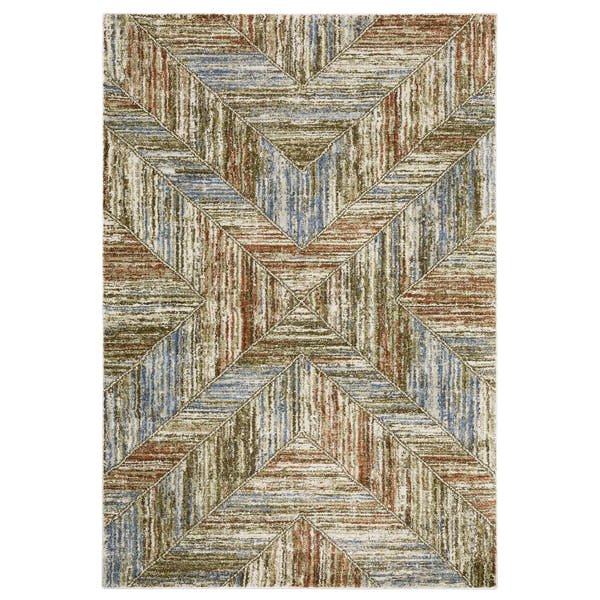 Gemma Chevron Geometric Blue Rust High Pile Rug - Gemma GEM04 #_shape=Rectangle