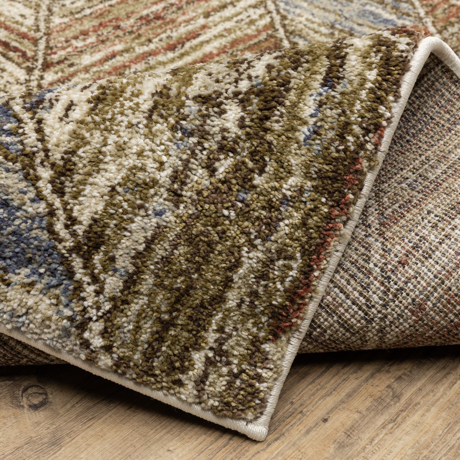 Gemma Chevron Geometric Blue Rust High Pile Rug - Gemma GEM04