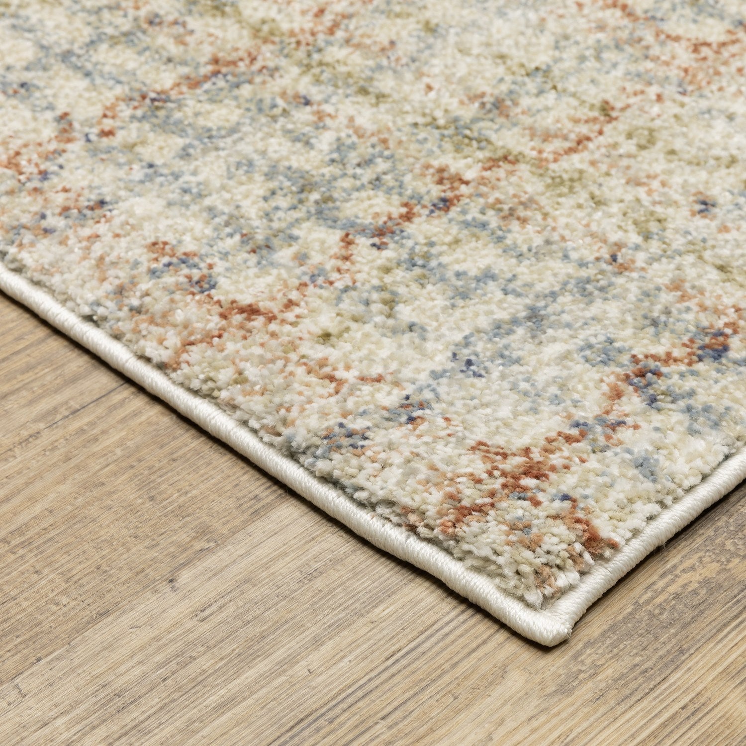 Gemma Plaid Blue Rust High Pile Rug - Gemma GEM05