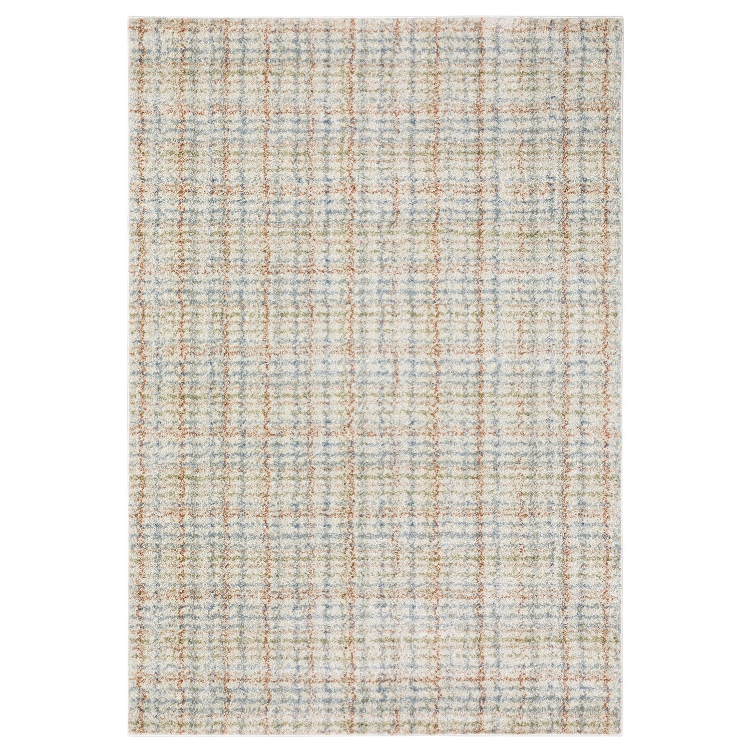 Gemma Plaid Blue Rust High Pile Rug - Gemma GEM05 #_shape=Rectangle