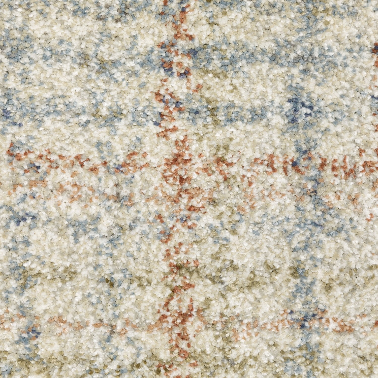 Gemma Plaid Blue Rust High Pile Rug - Gemma GEM05