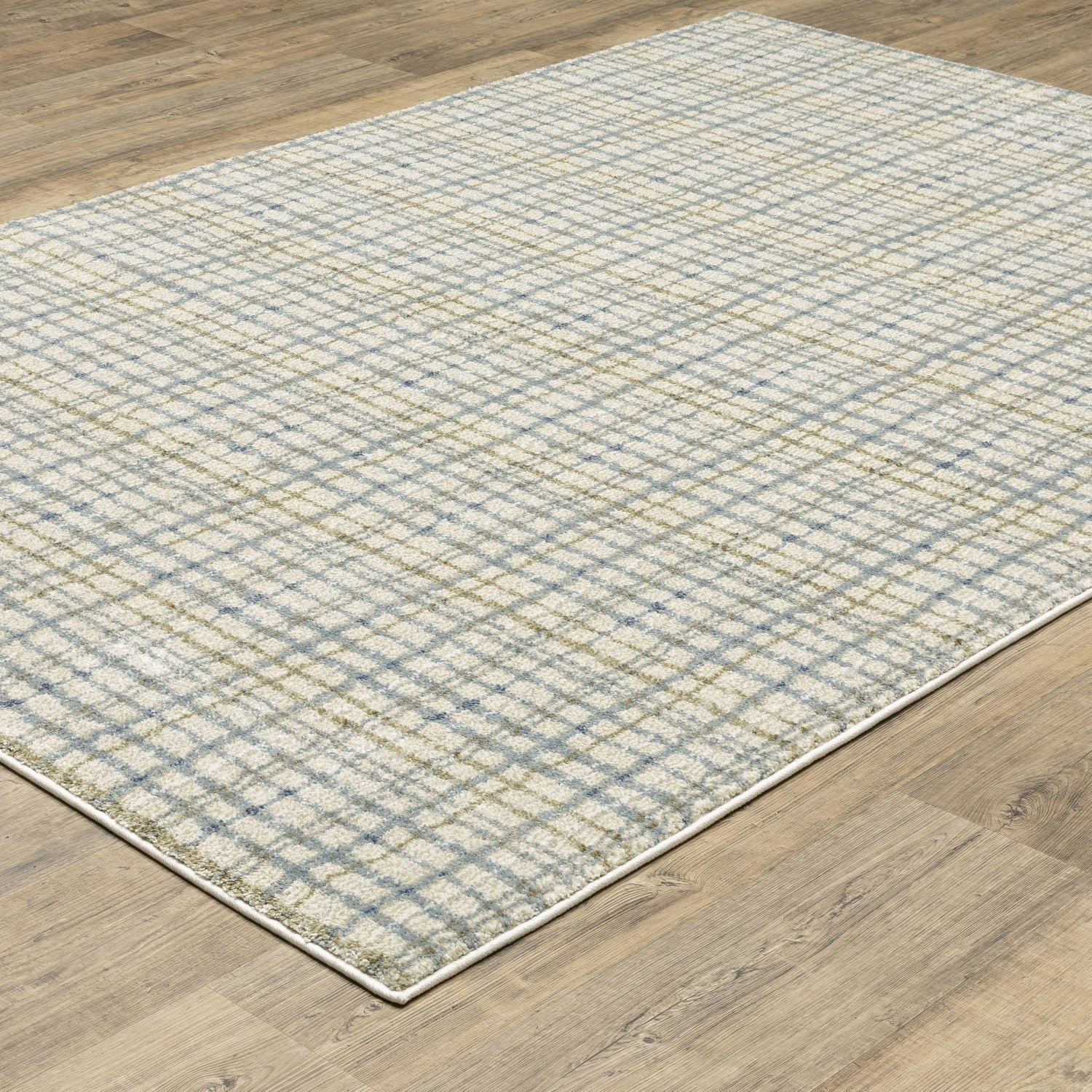 Gemma Plaid Blue Green High Pile Rug - Gemma GEM06
