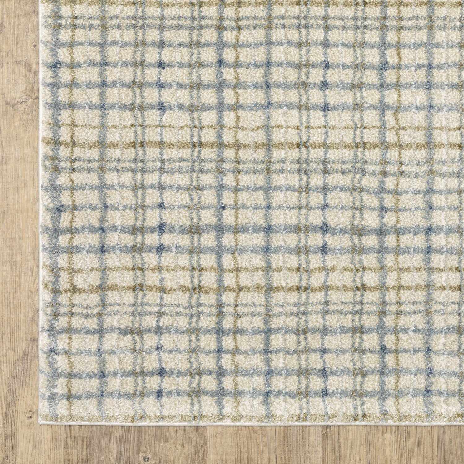 Gemma Plaid Blue Green High Pile Rug - Gemma GEM06