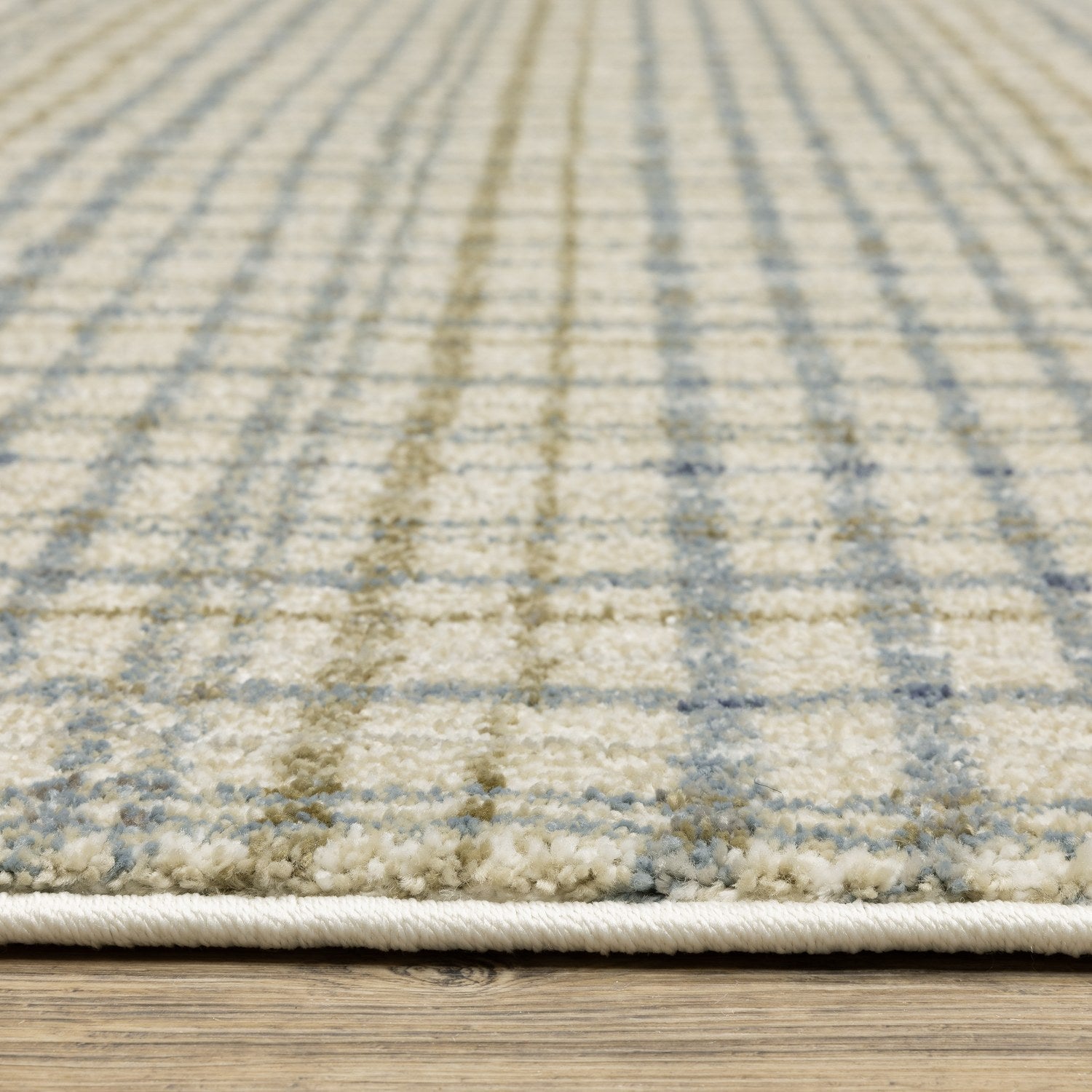 Gemma Plaid Blue Green High Pile Rug - Gemma GEM06