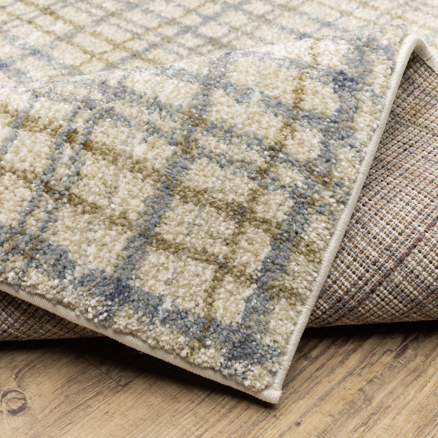 Gemma Plaid Blue Green High Pile Rug - Gemma GEM06