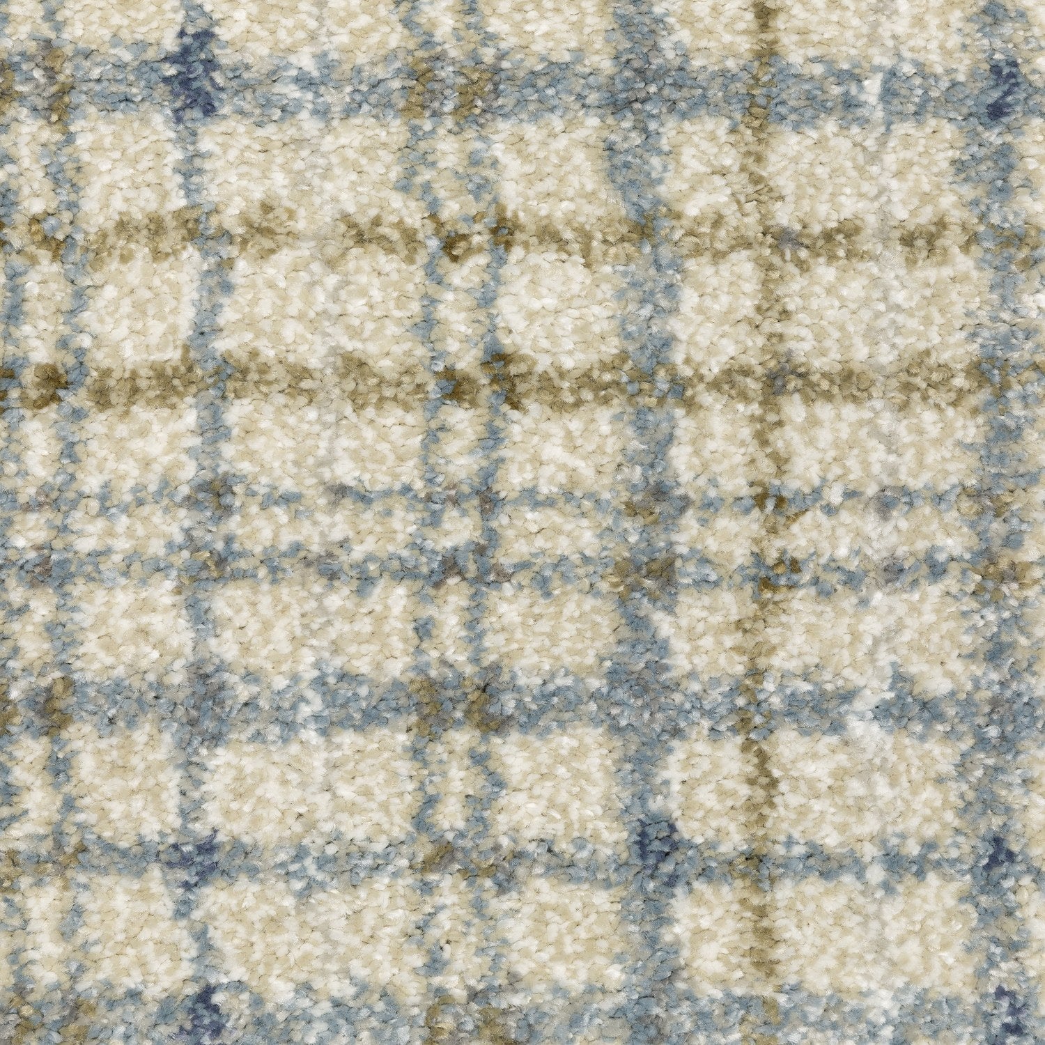Gemma Plaid Blue Green High Pile Rug - Gemma GEM06