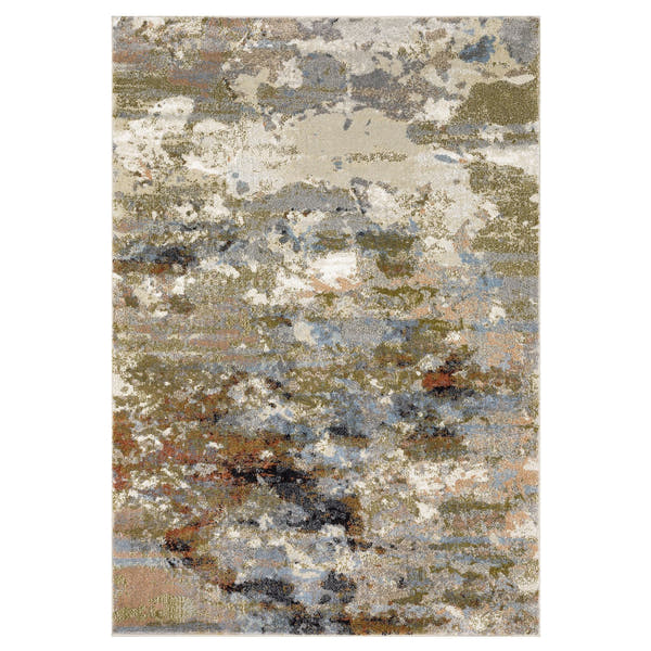 Gemma Painterly Abstract Olive Blue High Pile Rug - Gemma GEM07 #_shape=Rectangle