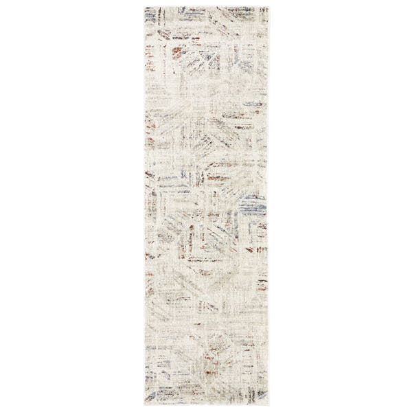 Gemma Etched Geometric Beige Multi High Pile Rug - Gemma GEM08 #_shape=Runner