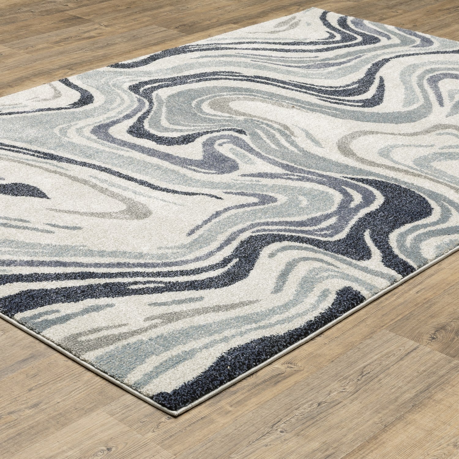 Gemma Marble Swirl Blue Grey High Pile Rug - Gemma GEM09