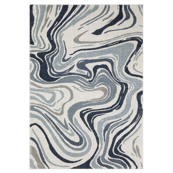 Gemma Marble Swirl Blue Grey High Pile Rug - Gemma GEM09 #_shape=Rectangle