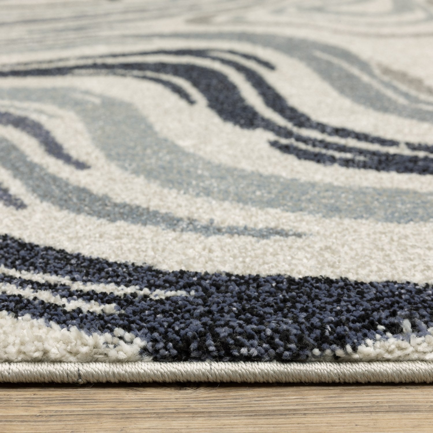 Gemma Marble Swirl Blue Grey High Pile Rug - Gemma GEM09