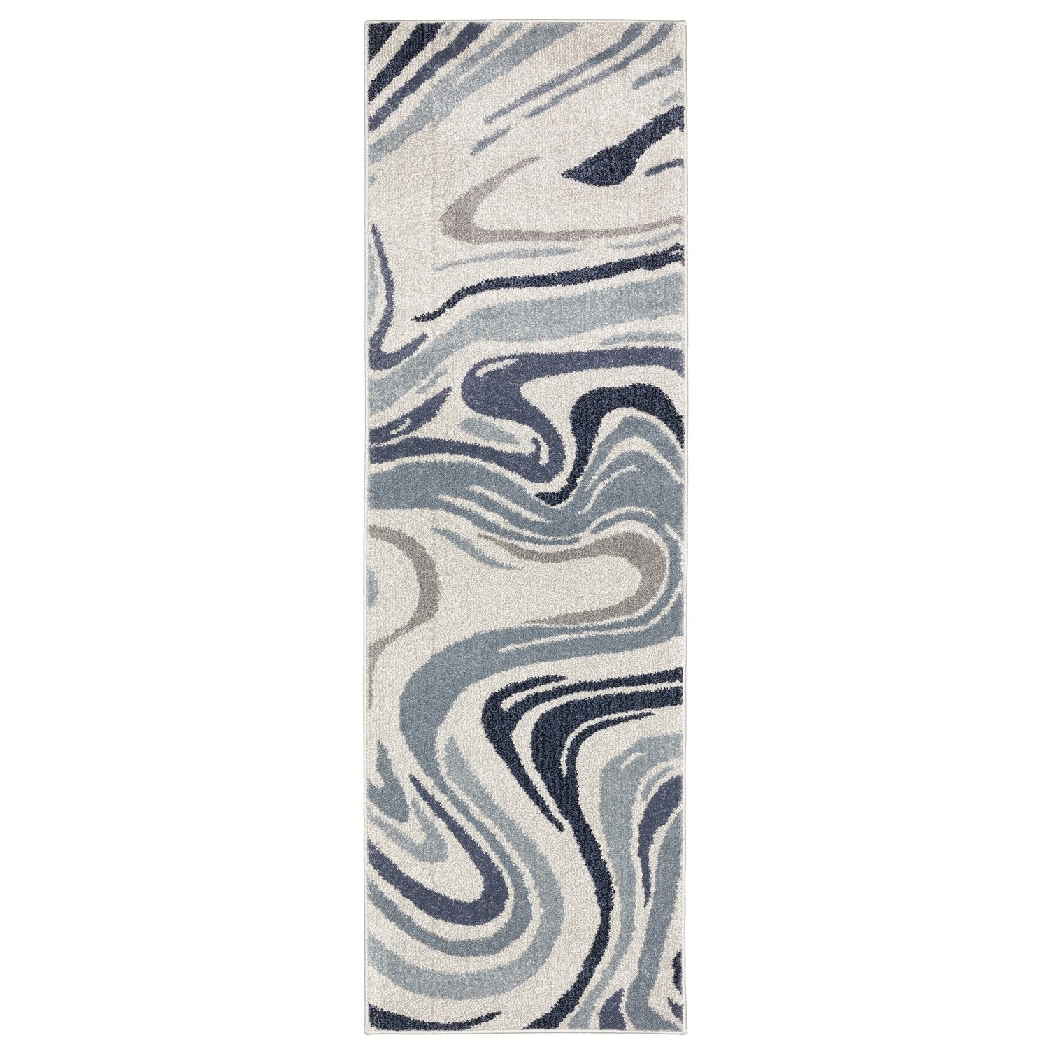 Gemma Marble Swirl Blue Grey High Pile Rug - Gemma GEM09 #_shape=Runner
