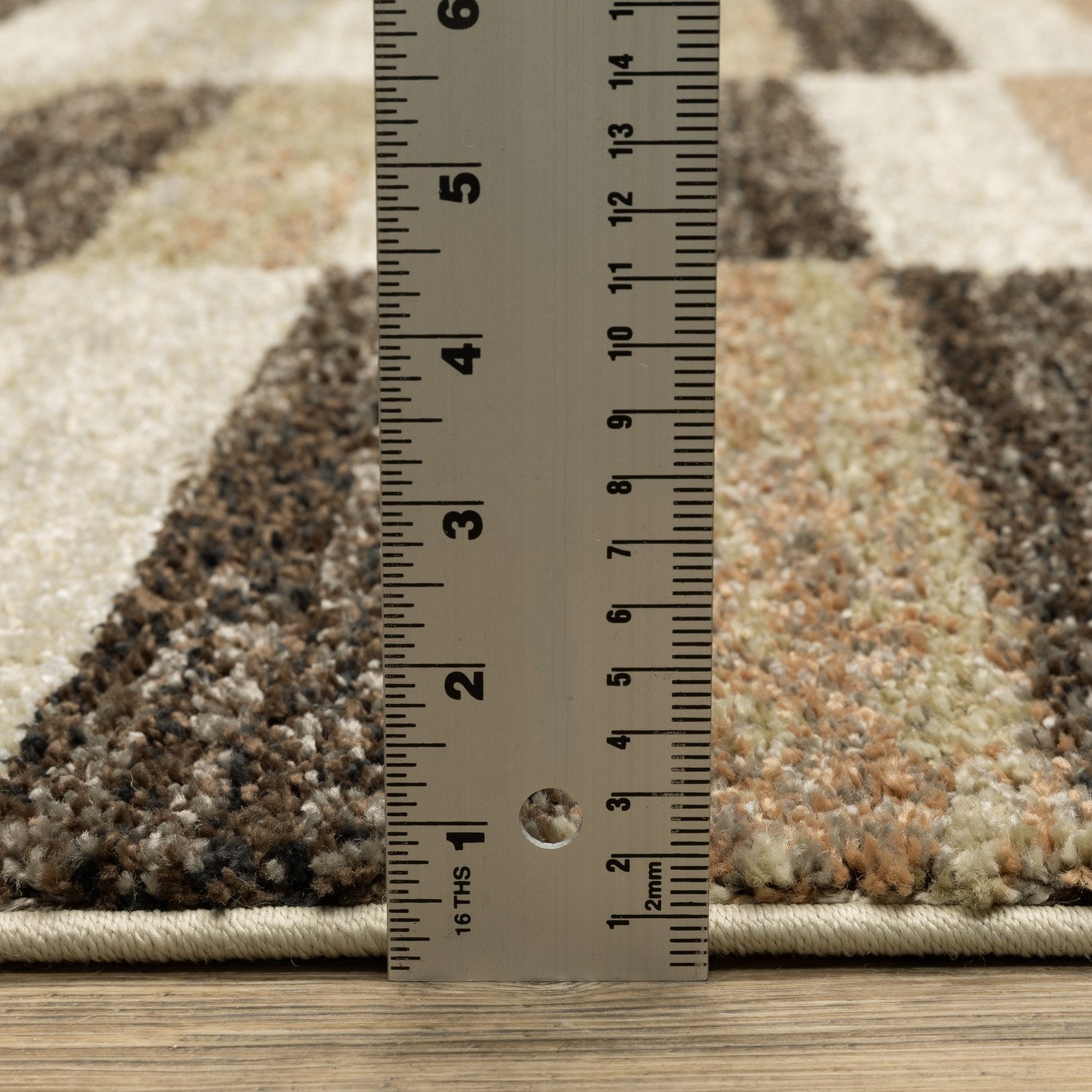 Gemma Block Stripe Multi Brown High Pile Rug - Gemma GEM10