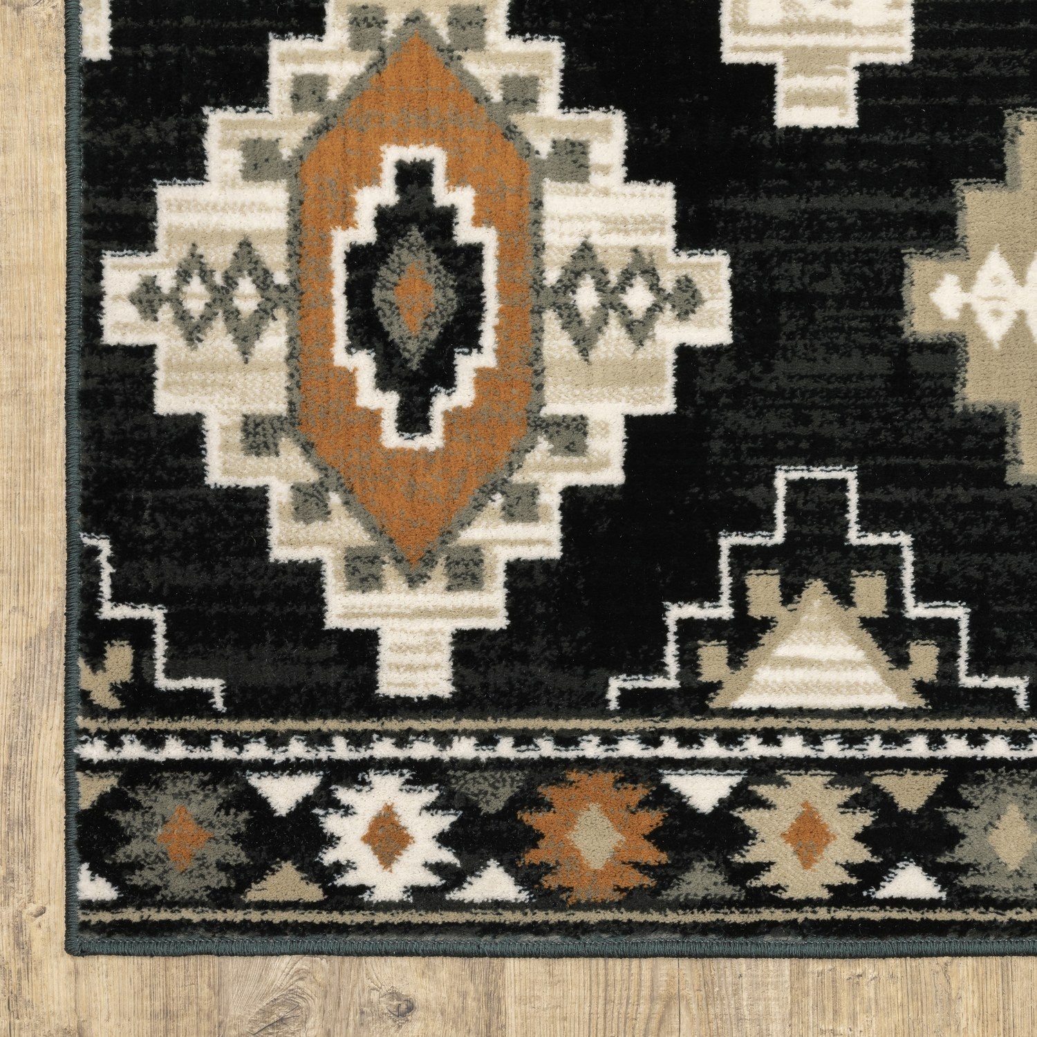 Georgia Southwest Diamond Charcoal Ivory Farmhouse Rug - Georgia 605F0