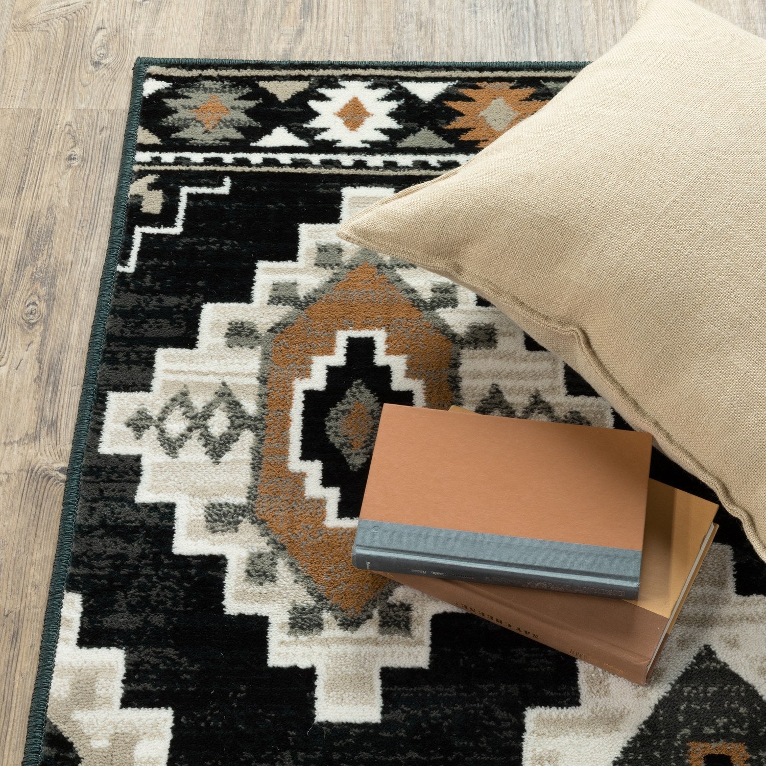 Georgia Southwest Diamond Charcoal Ivory Farmhouse Rug - Georgia 605F0
