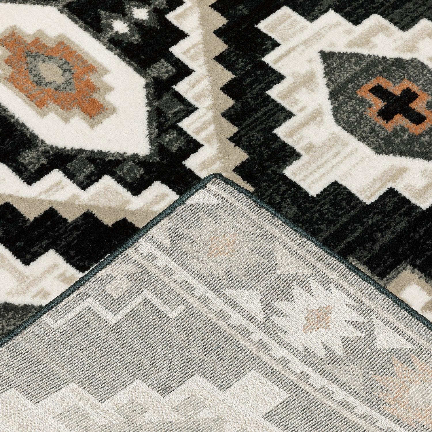 Georgia Southwest Diamond Charcoal Ivory Farmhouse Rug - Georgia 605F0