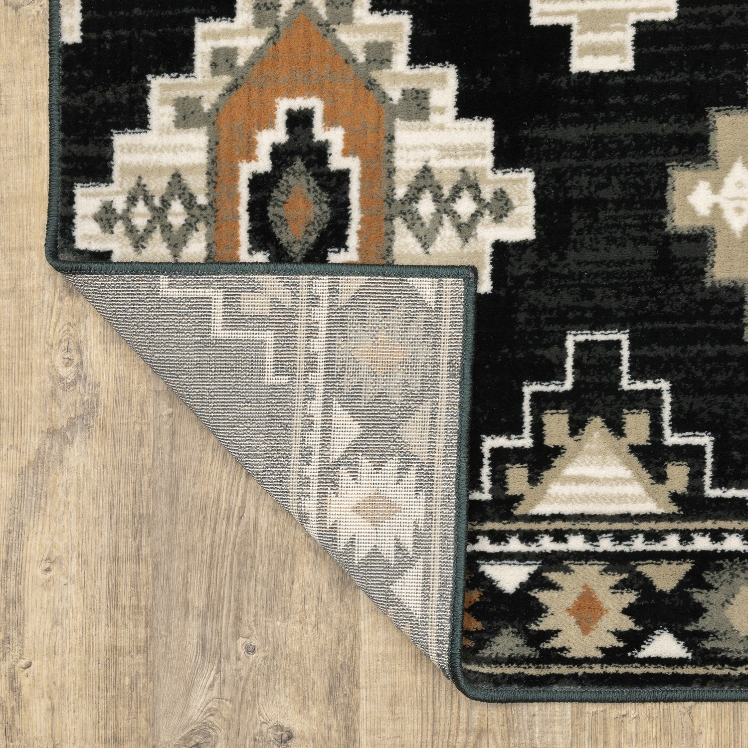 Georgia Southwest Diamond Charcoal Ivory Farmhouse Rug - Georgia 605F0