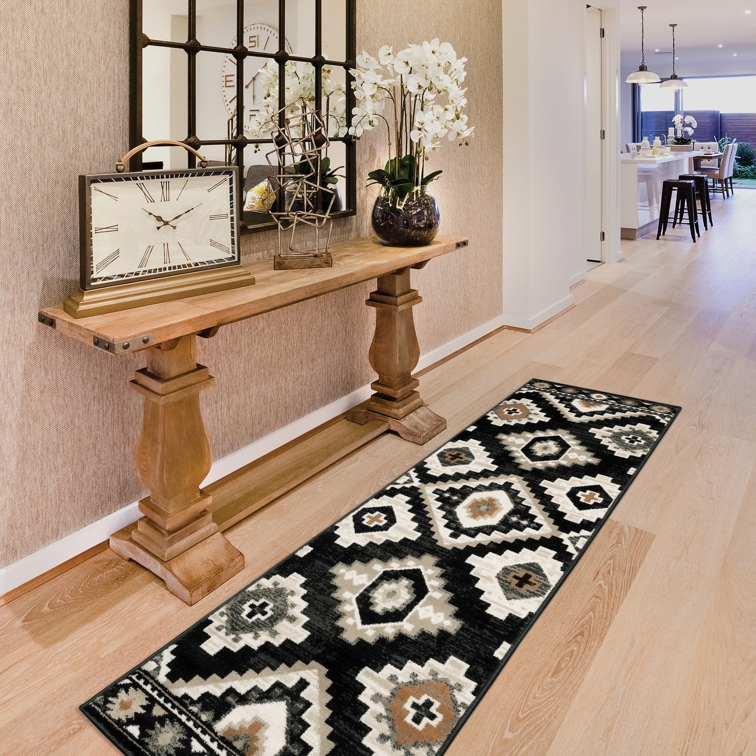 Georgia Southwest Diamond Charcoal Ivory Farmhouse Rug - Georgia 605F0