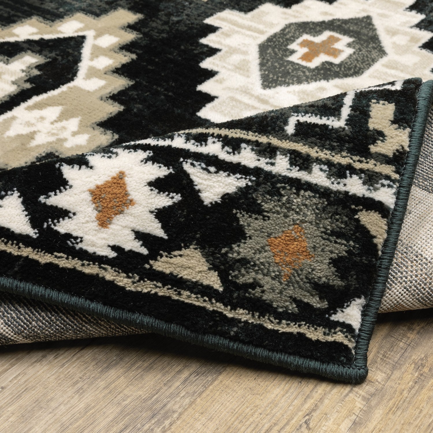 Georgia Southwest Diamond Charcoal Ivory Farmhouse Rug - Georgia 605F0