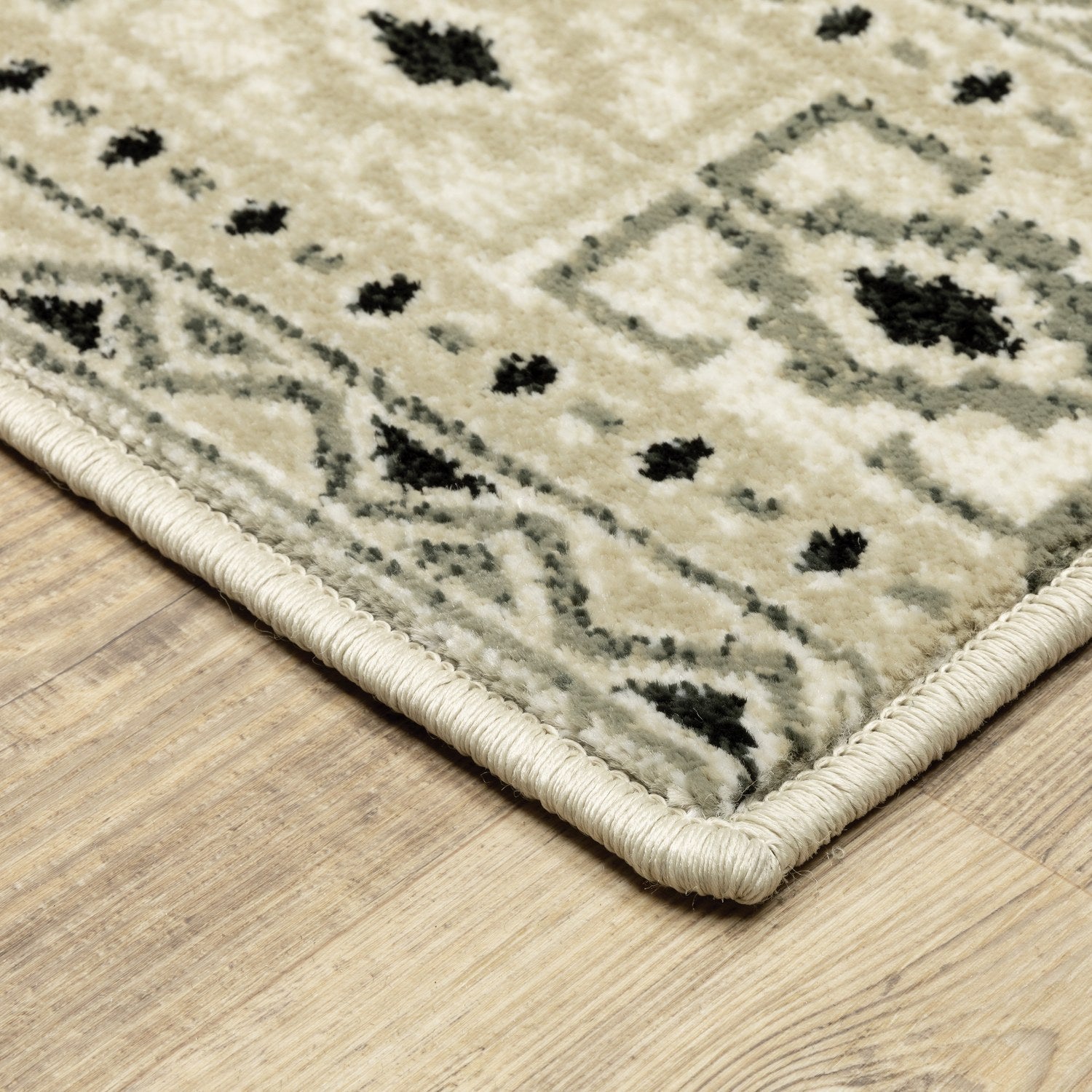 Georgia Tribal Medallion Ivory Grey Farmhouse Rug - Georgia 643A0