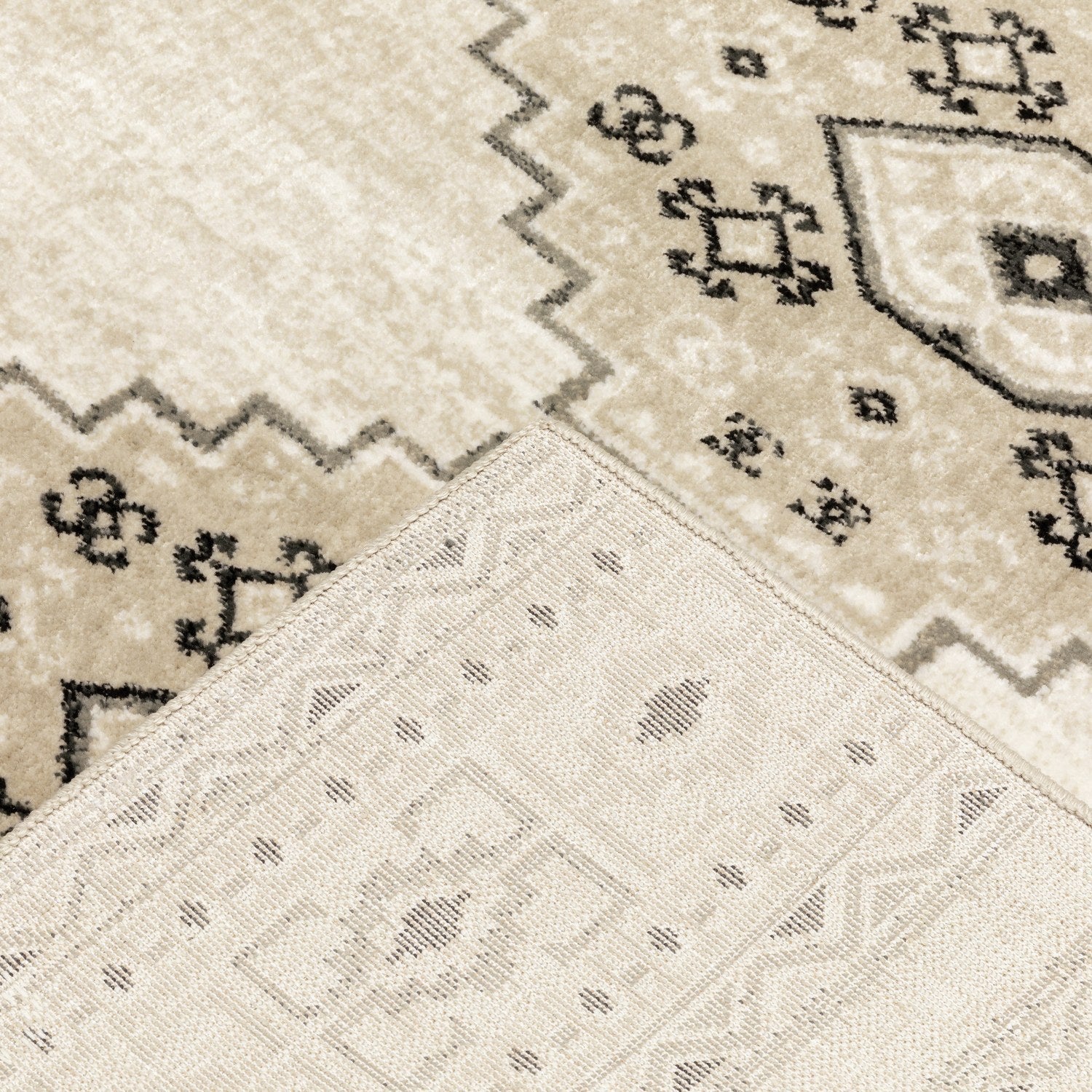 Georgia Tribal Medallion Ivory Grey Farmhouse Rug - Georgia 643A0