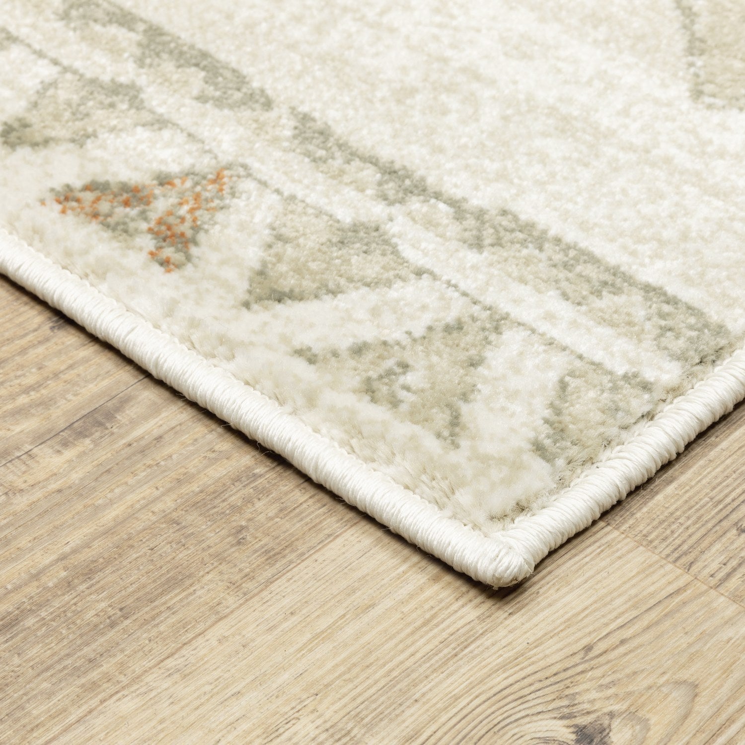 Georgia Boho Diamond Ivory Orange Farmhouse Rug - Georgia 660B0