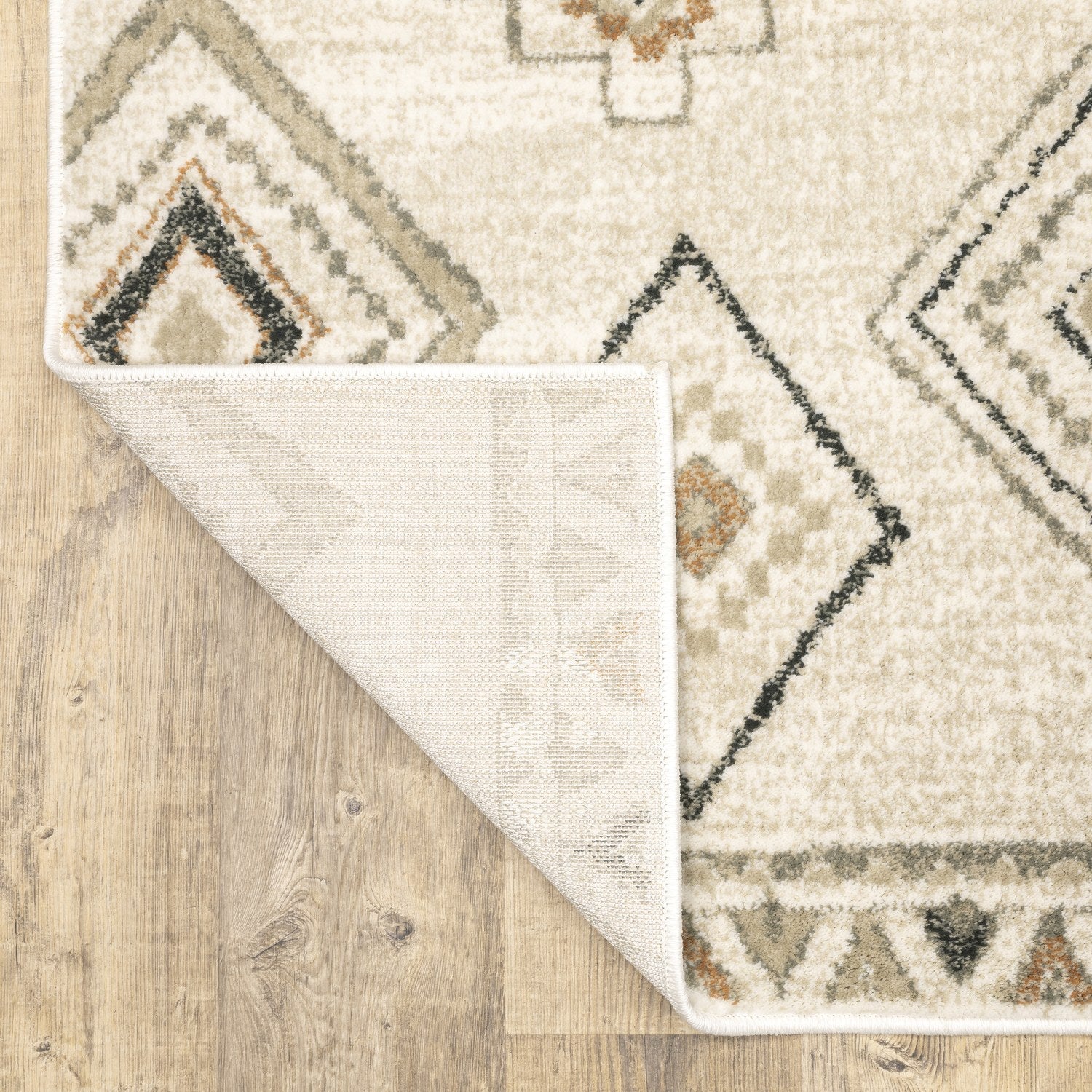Georgia Boho Diamond Ivory Orange Farmhouse Rug - Georgia 660B0