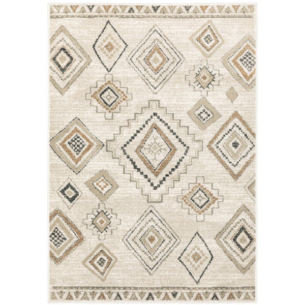 Georgia Boho Diamond Ivory Orange Farmhouse Rug - Georgia 660B0 #_shape=Rectangle