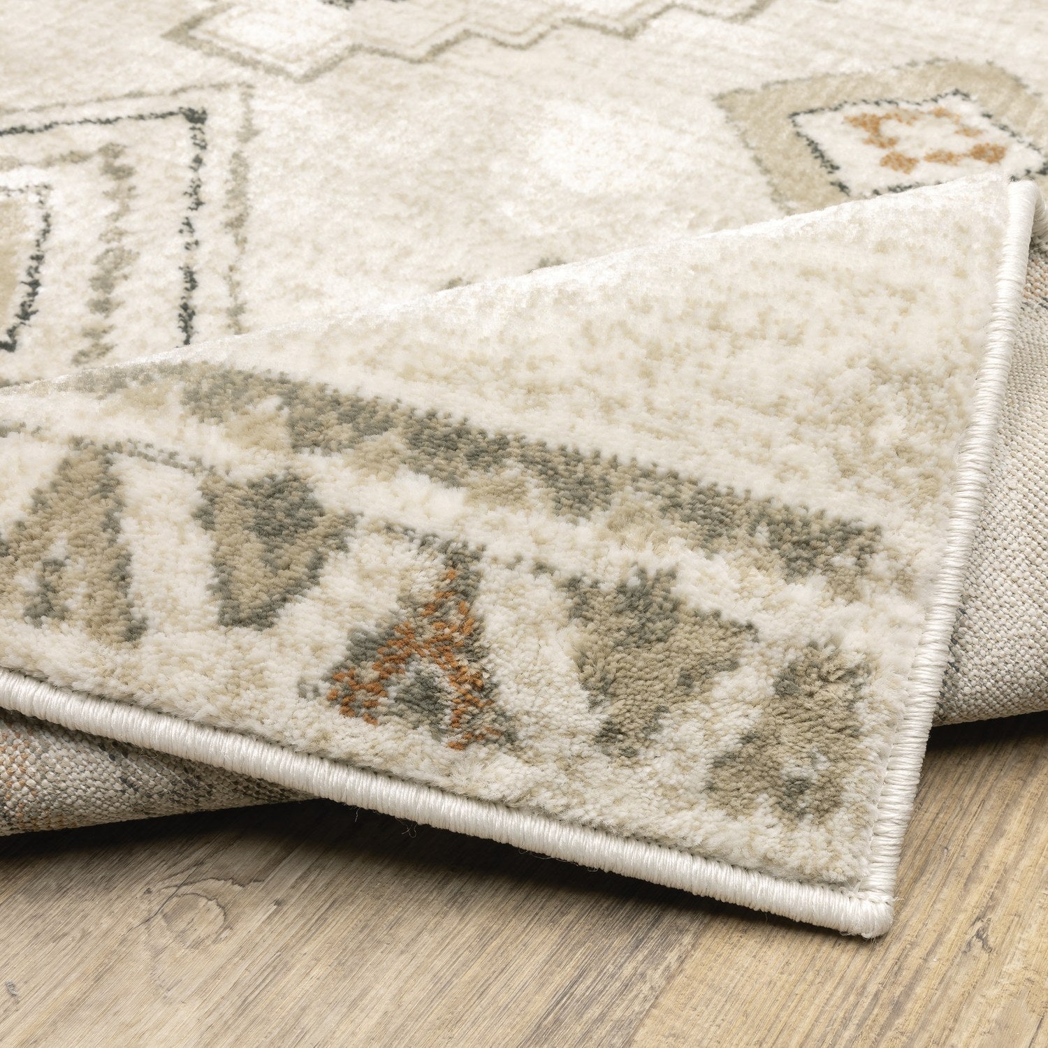 Georgia Boho Diamond Ivory Orange Farmhouse Rug - Georgia 660B0