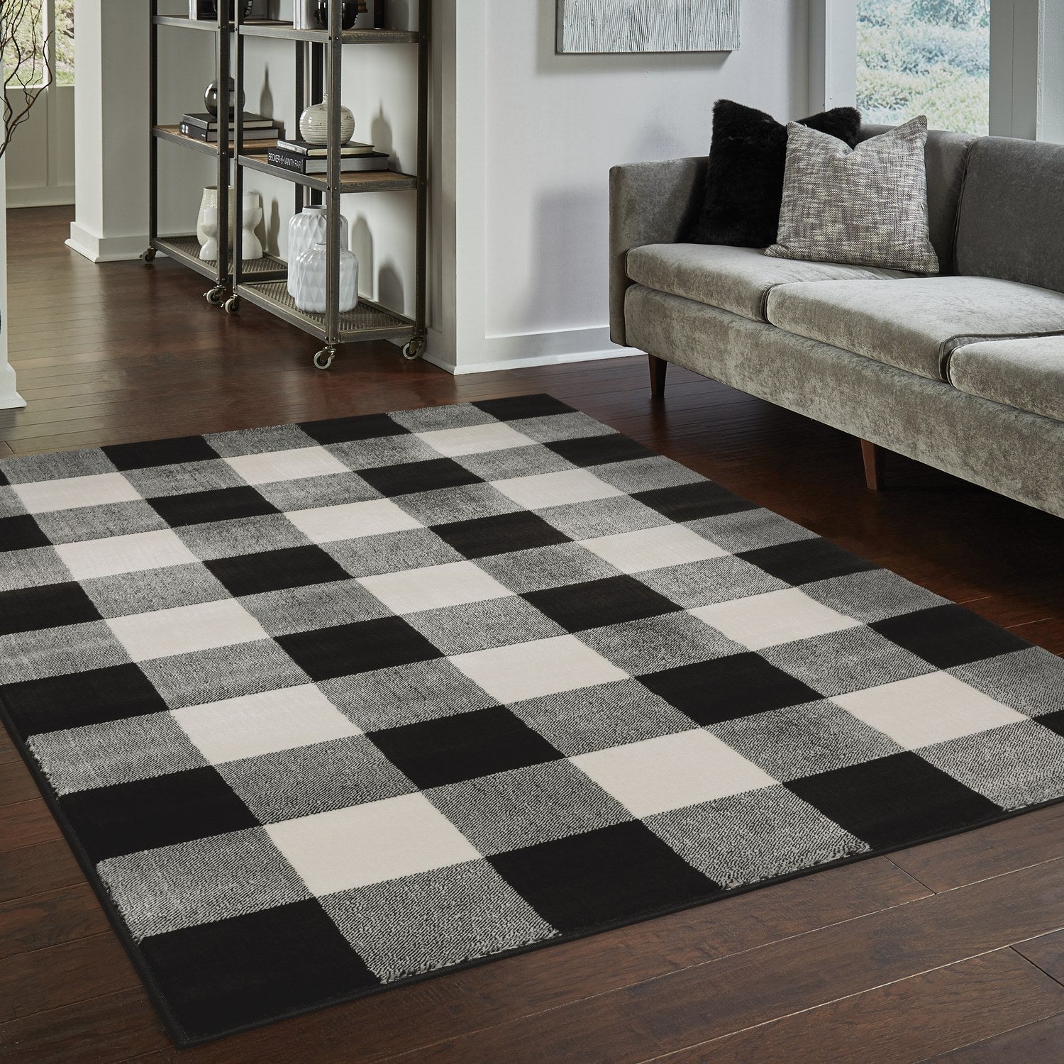 Georgia Buffalo Check Black Ivory Farmhouse Rug - Georgia 678D0