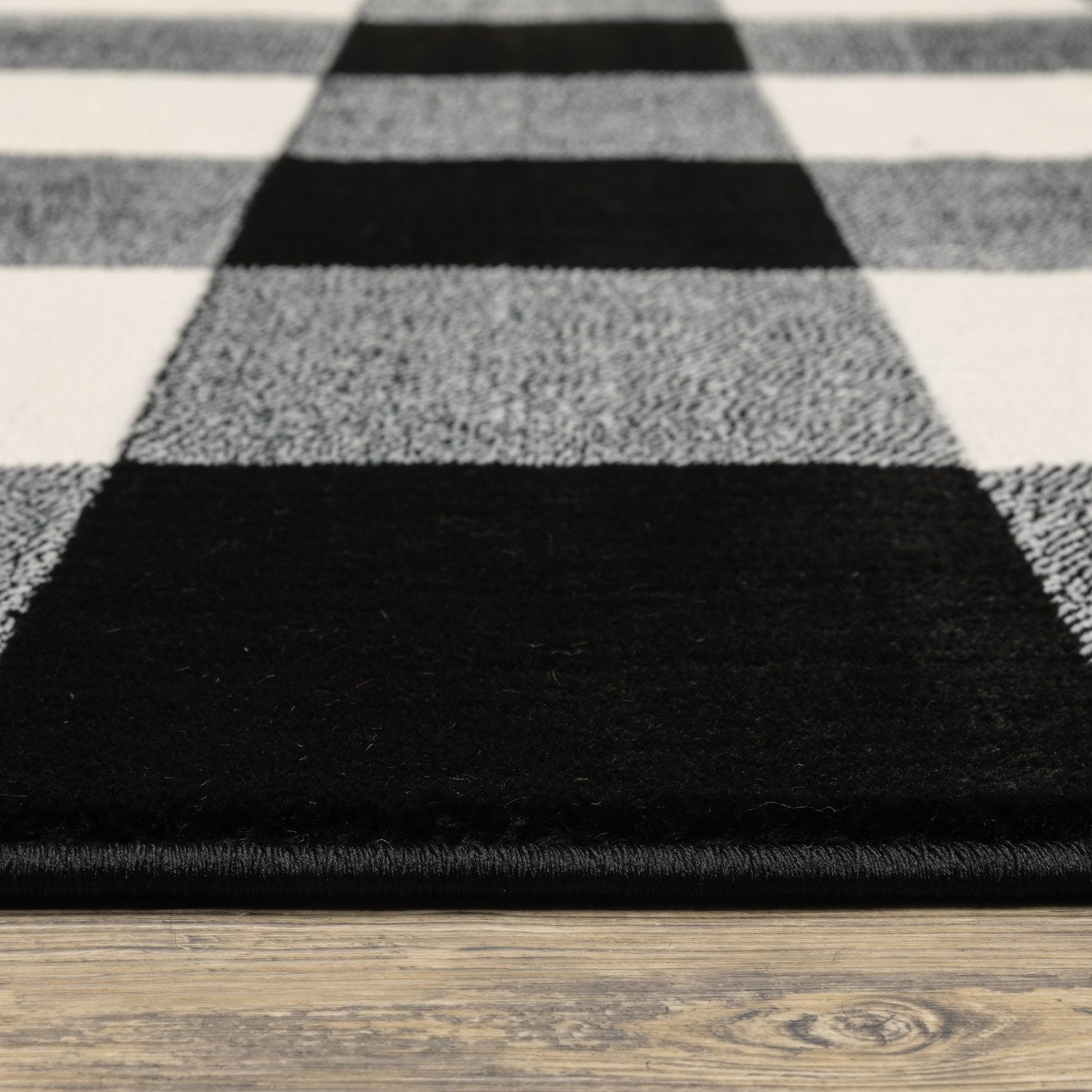 Georgia Buffalo Check Black Ivory Farmhouse Rug - Georgia 678D0